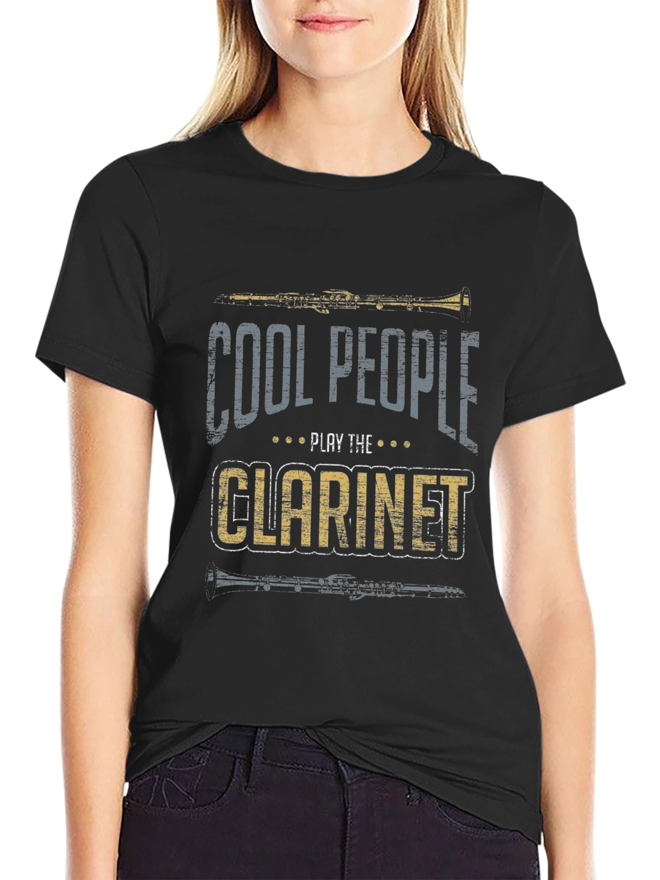 Black Cool People Play Clarinet Black T-Shirt view 2