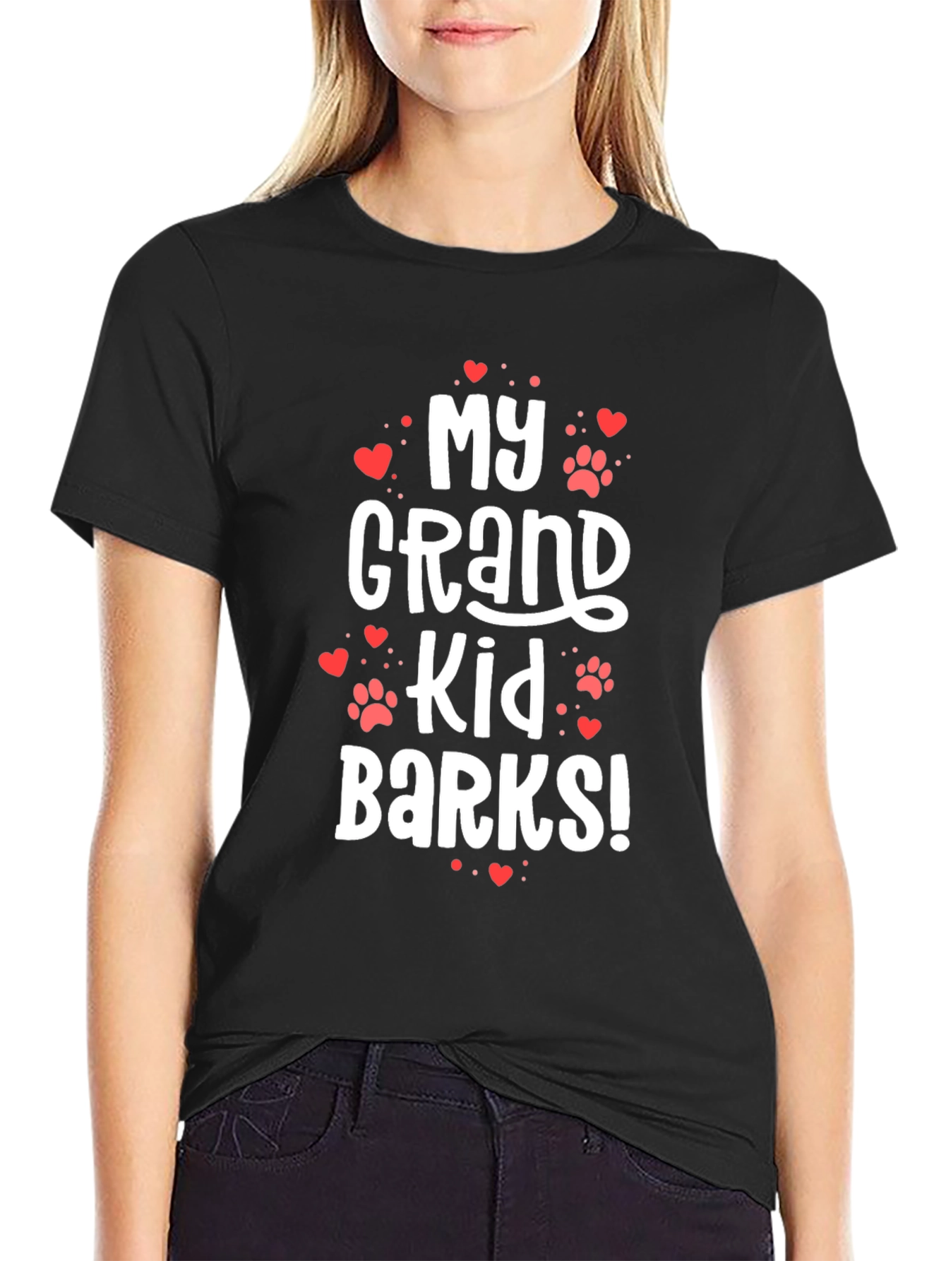 Black My Grand Kid Barks! Novelty Graphic Tee view 2