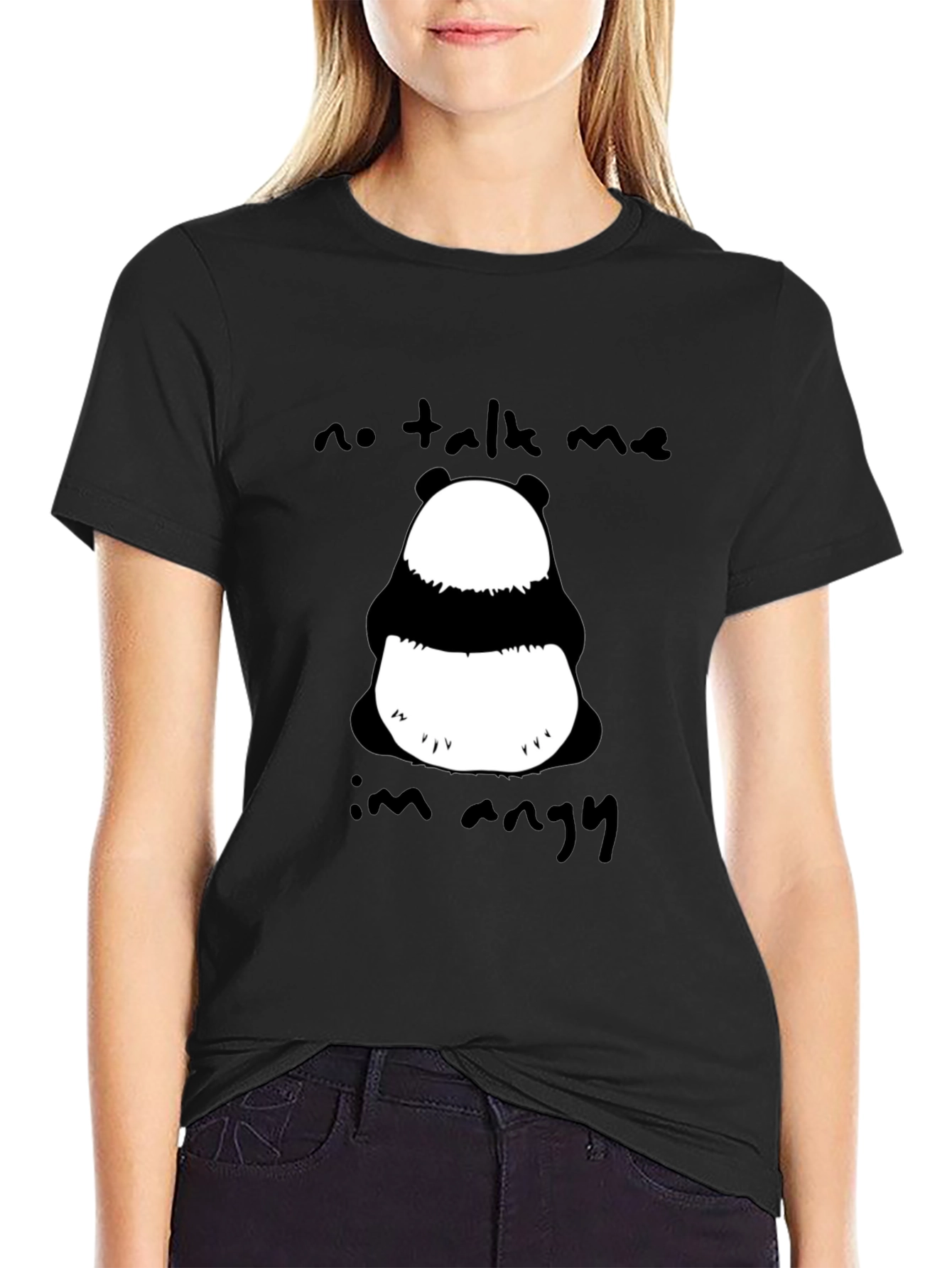 Black Angry Panda Graphic T-Shirt - Unisex Cotton Tee view 2