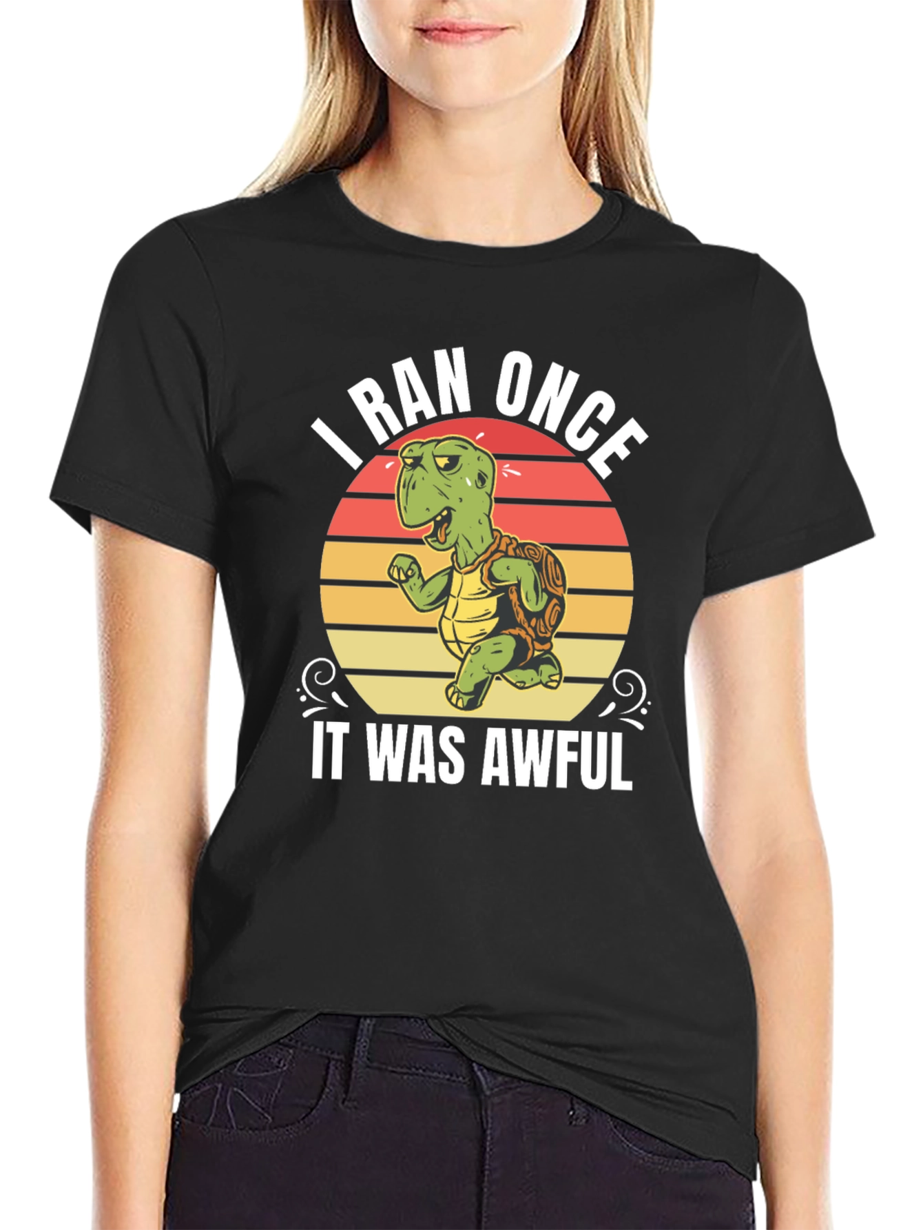 Black I Ran Once Turtle T-Shirt view 2