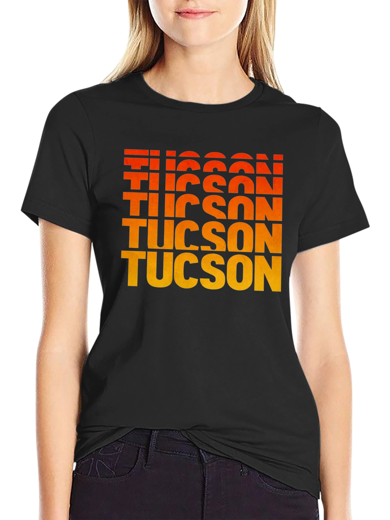 Black Tucson Gradient Text Graphic Tee - Retro Style view 2