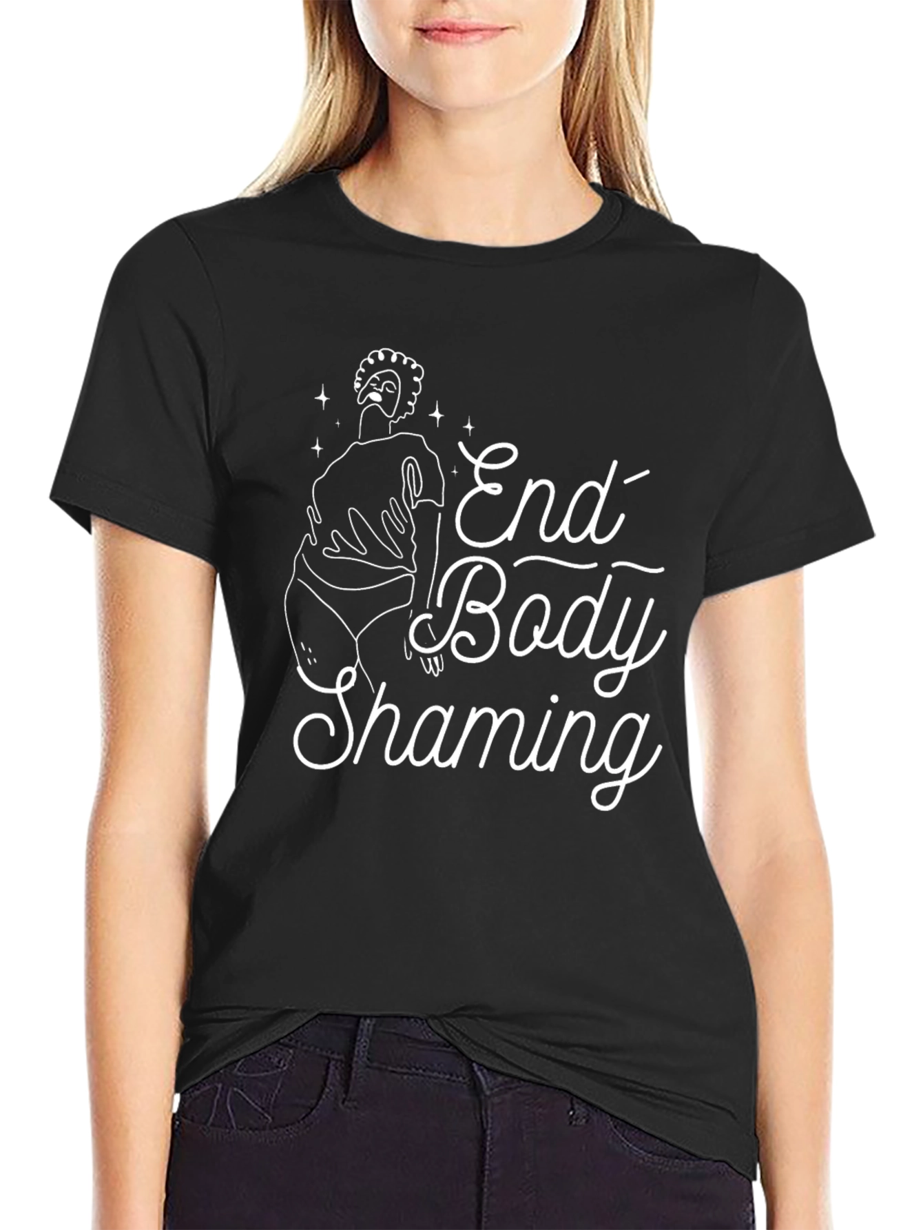 Black End Body Shaming Graphic Tee - Black view 2