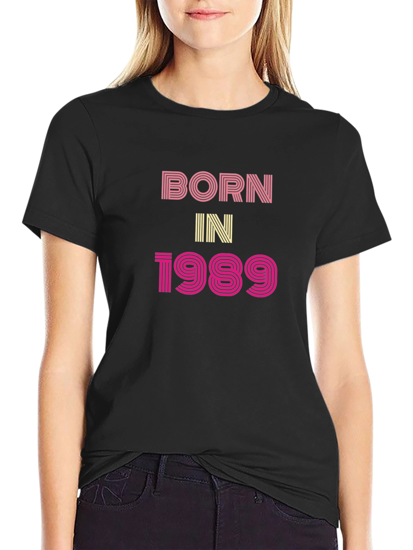 Black Born In 1989 Graphic Tee - Retro Birthday Shirt view 2