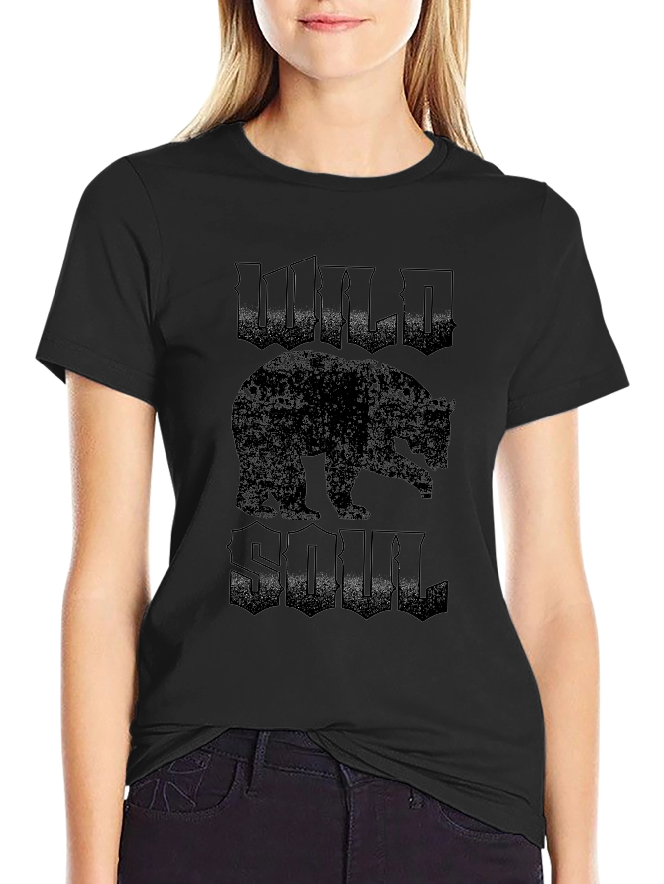 Black Wild Soul Bear Graphic Tee - Black view 2