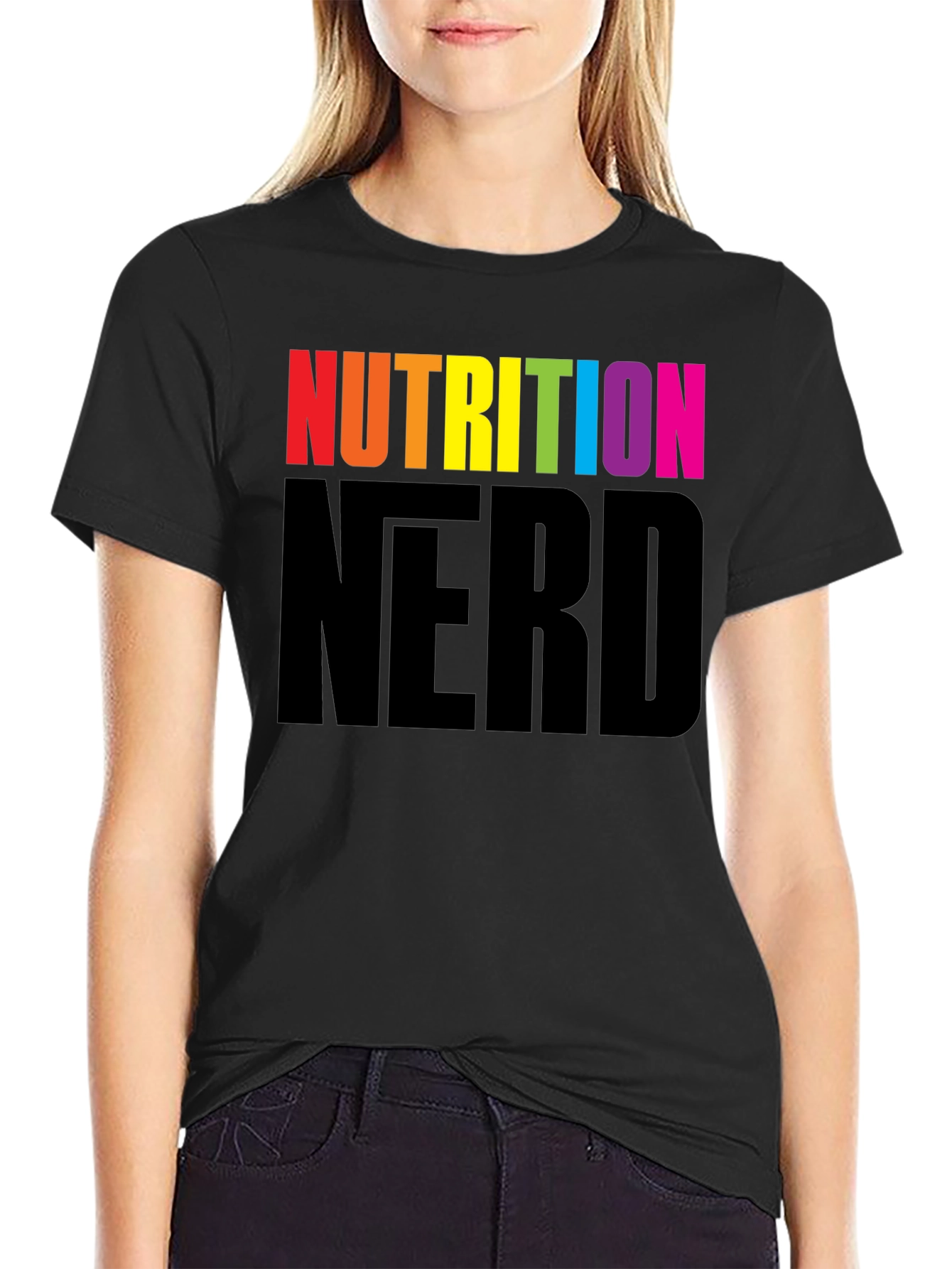 Nutrition Nerd Rainbow Graphic Black T-Shirt - 2