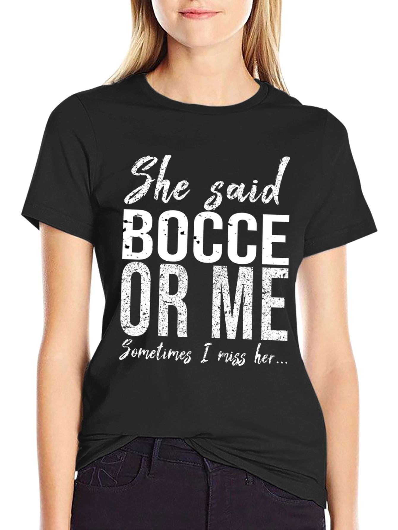 Black Bocce Or Me Funny Graphic T-Shirt view 2