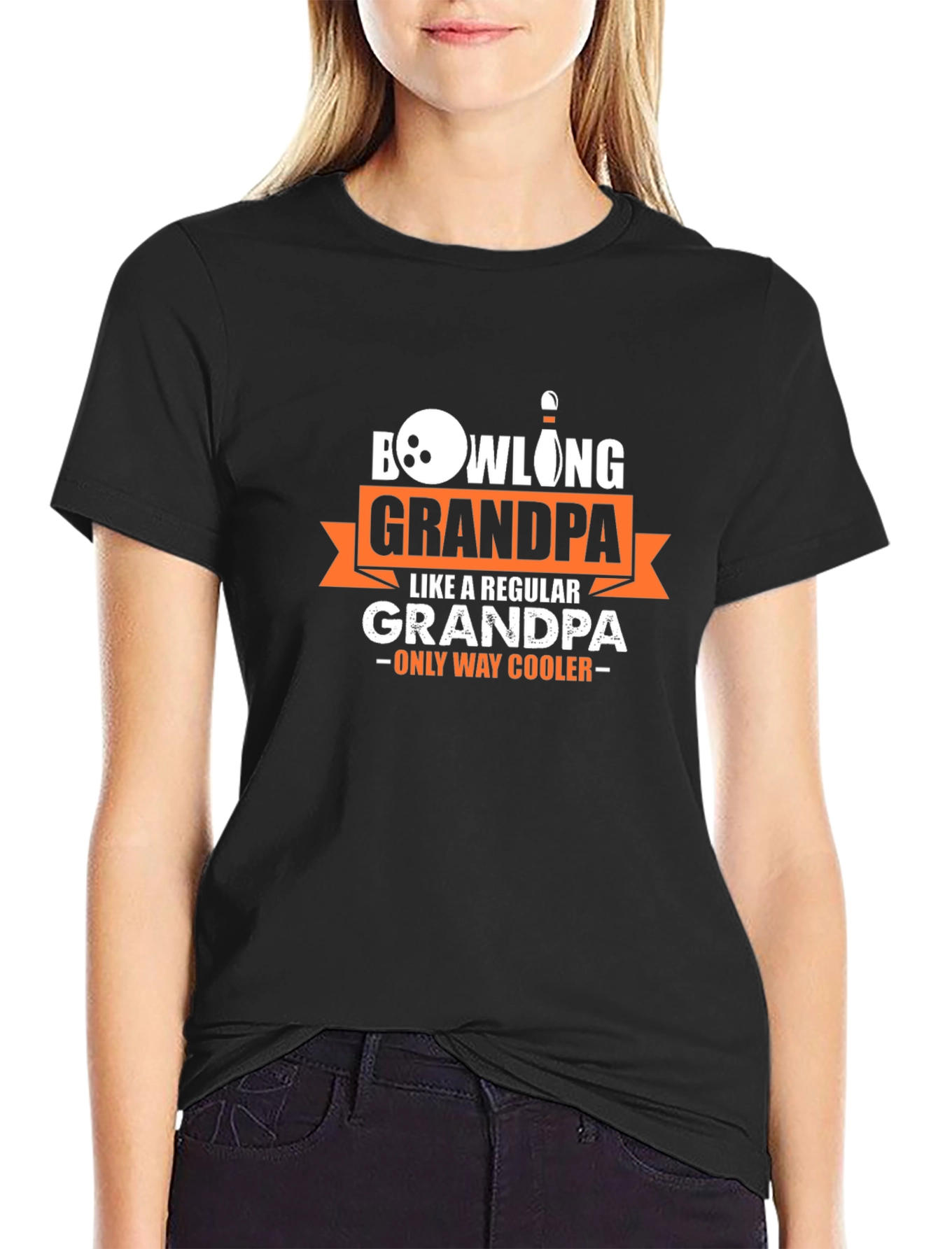 Black Bowling Grandpa T-Shirt - Cool Grandpa Graphic Tee view 2