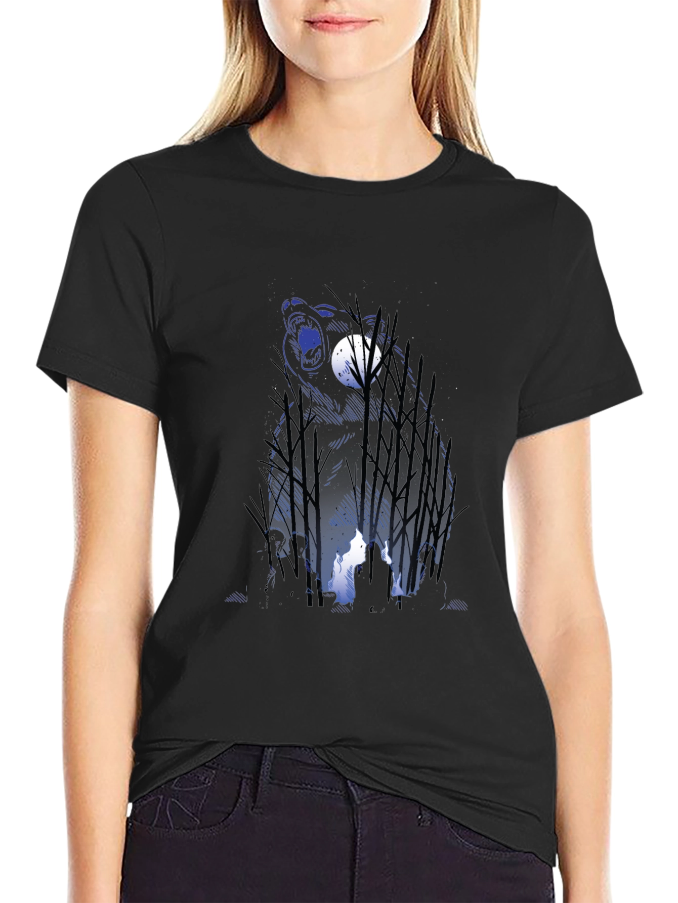 Bear & Campfire Graphic Tee - Nature Adventure Style - 2
