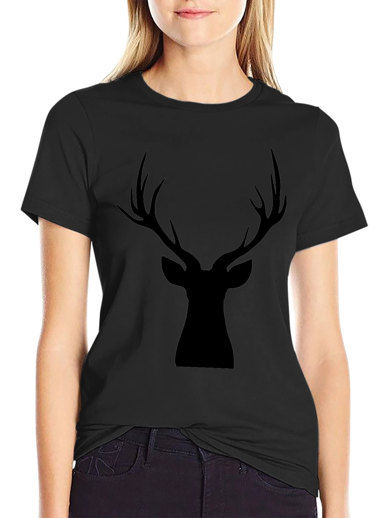 Black Black Deer Silhouette Graphic Tee view 2