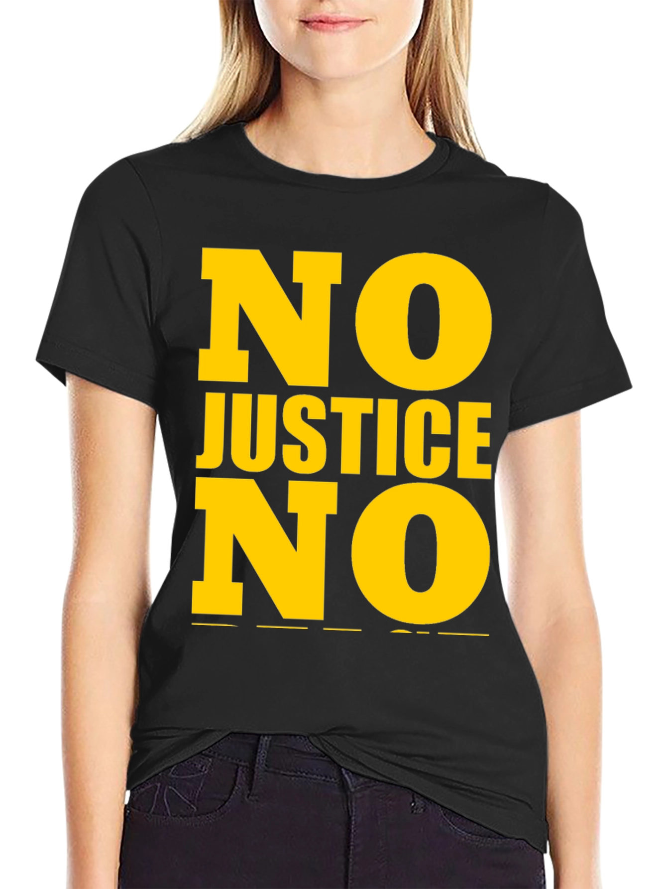 Black No Justice No Peace Graphic Tee view 2
