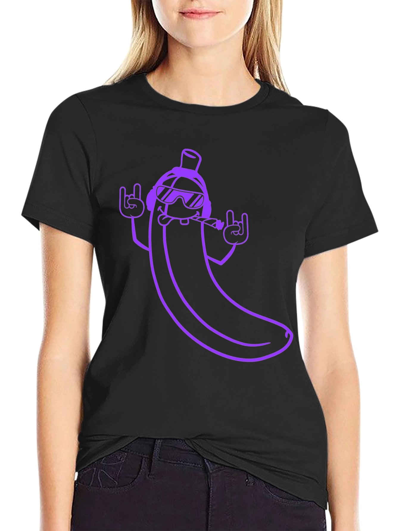 Black Cool Banana Graphic T-Shirt - Rock On Style! view 2