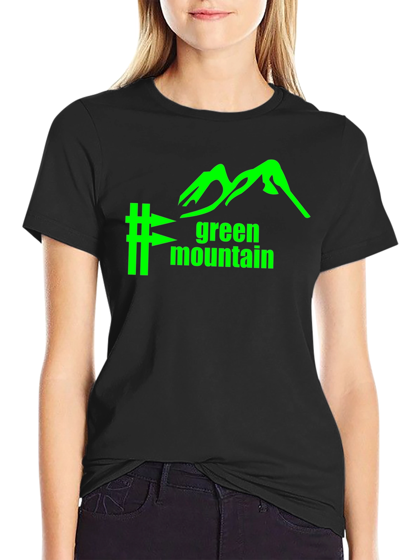 Black Green Mountain Graphic Tee - Black Cotton Blend view 2