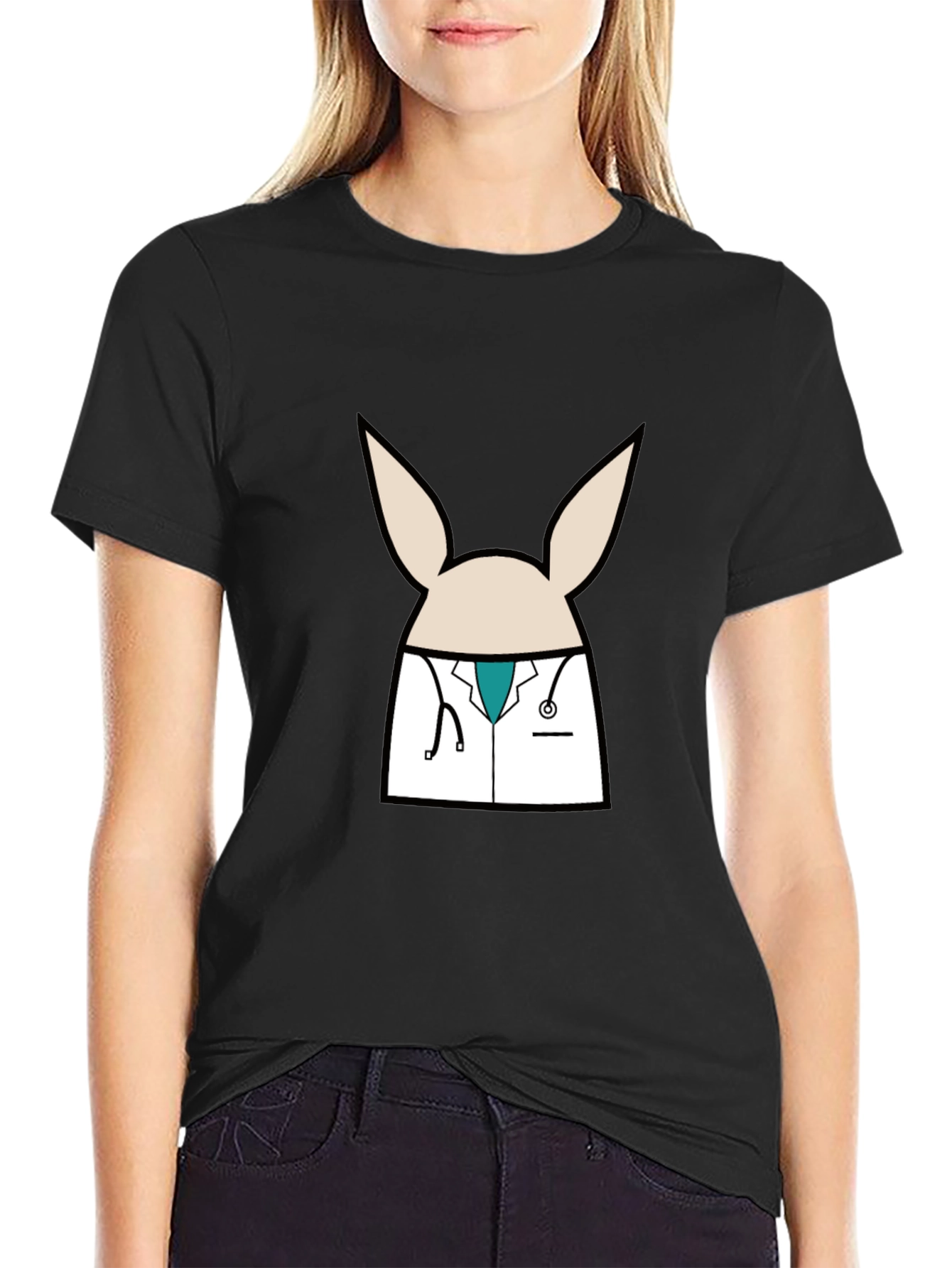 Black Doctor Bunny Black T-Shirt view 2