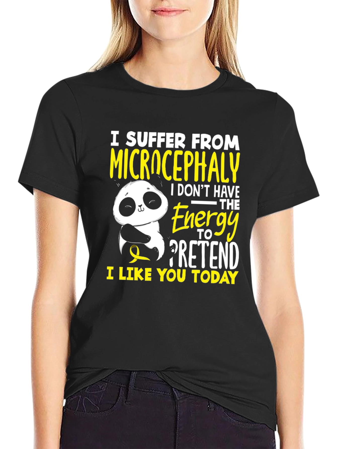 Black Microcephaly Panda T-Shirt - Energy to Pretend view 2