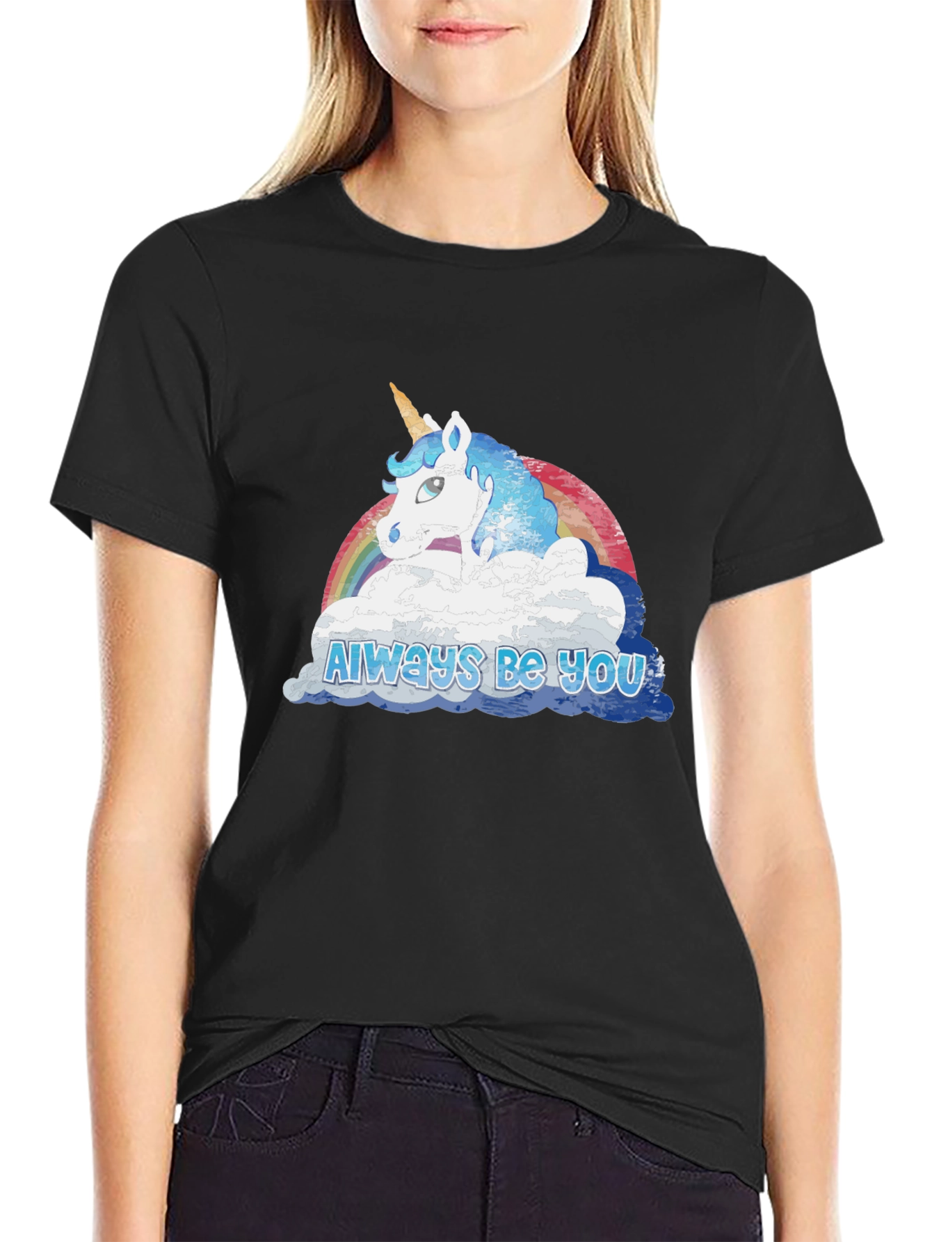 Black Always Be You Unicorn Graphic Tee - Soft Cotton Blend view 2