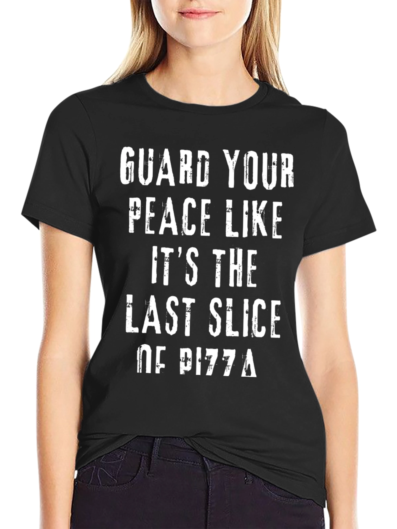 Black Guard Your Peace Pizza Slice Graphic Tee view 2