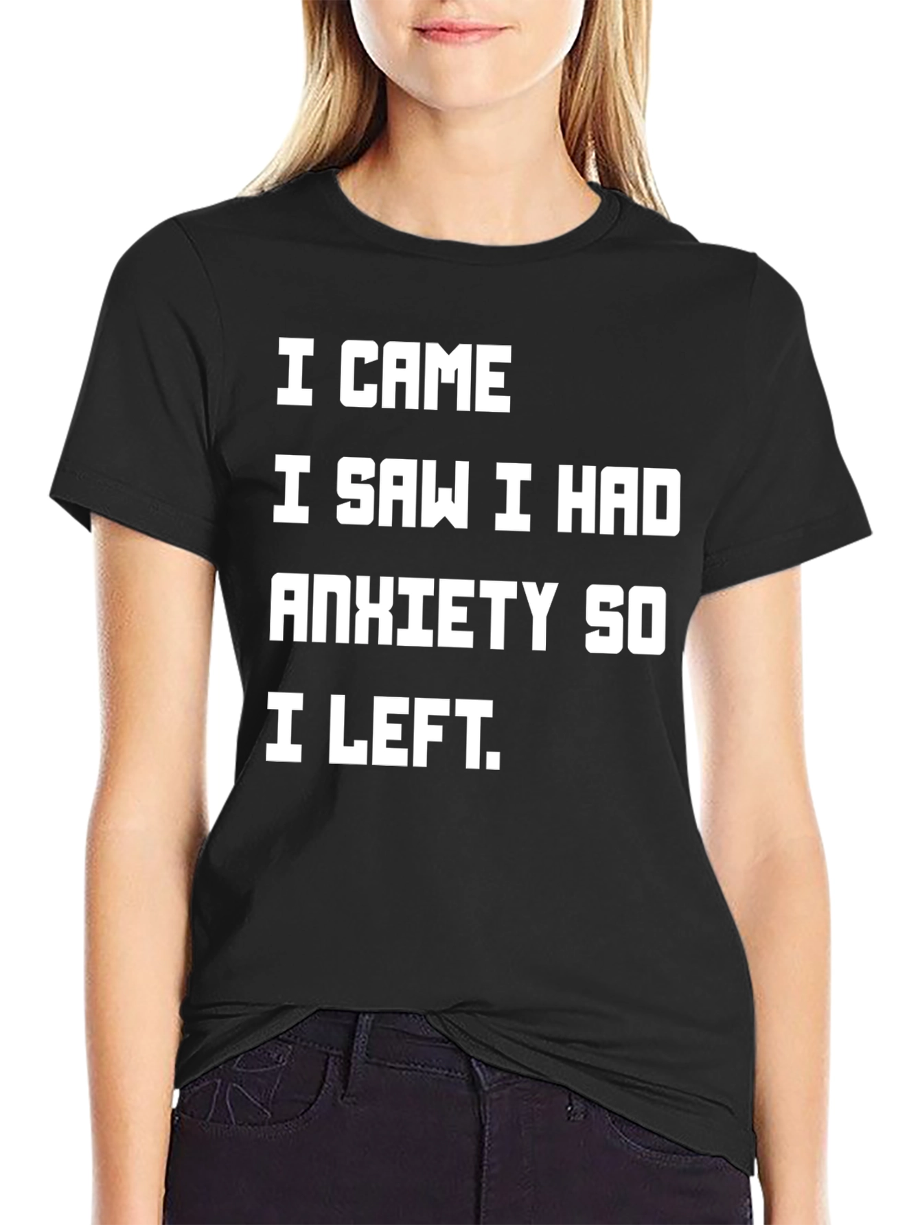 Black Anxiety Humor T-Shirt - Funny Introvert Tee view 2