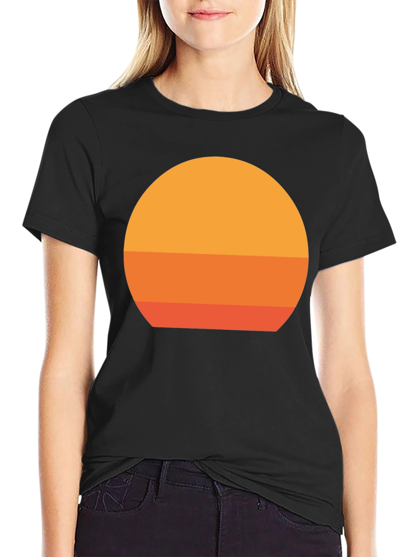 Black Retro Sunset Graphic Black T-Shirt view 2