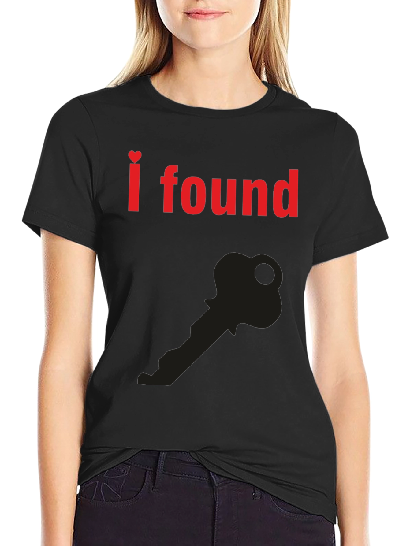 Black I Found the Key T-Shirt - Heart Graphic view 2