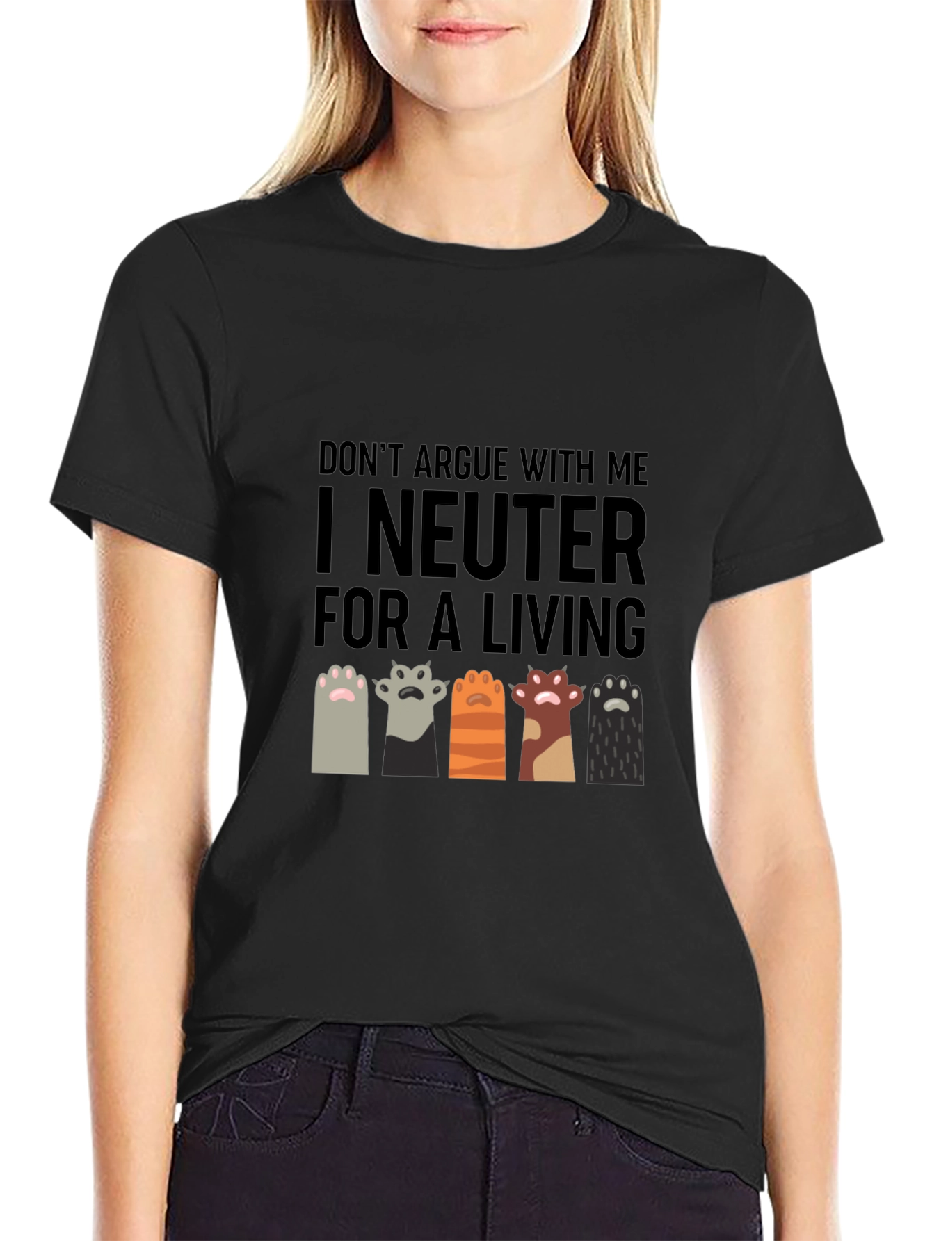 I Neuter for a Living T-Shirt Funny Vet Tech Cat Paw - 2