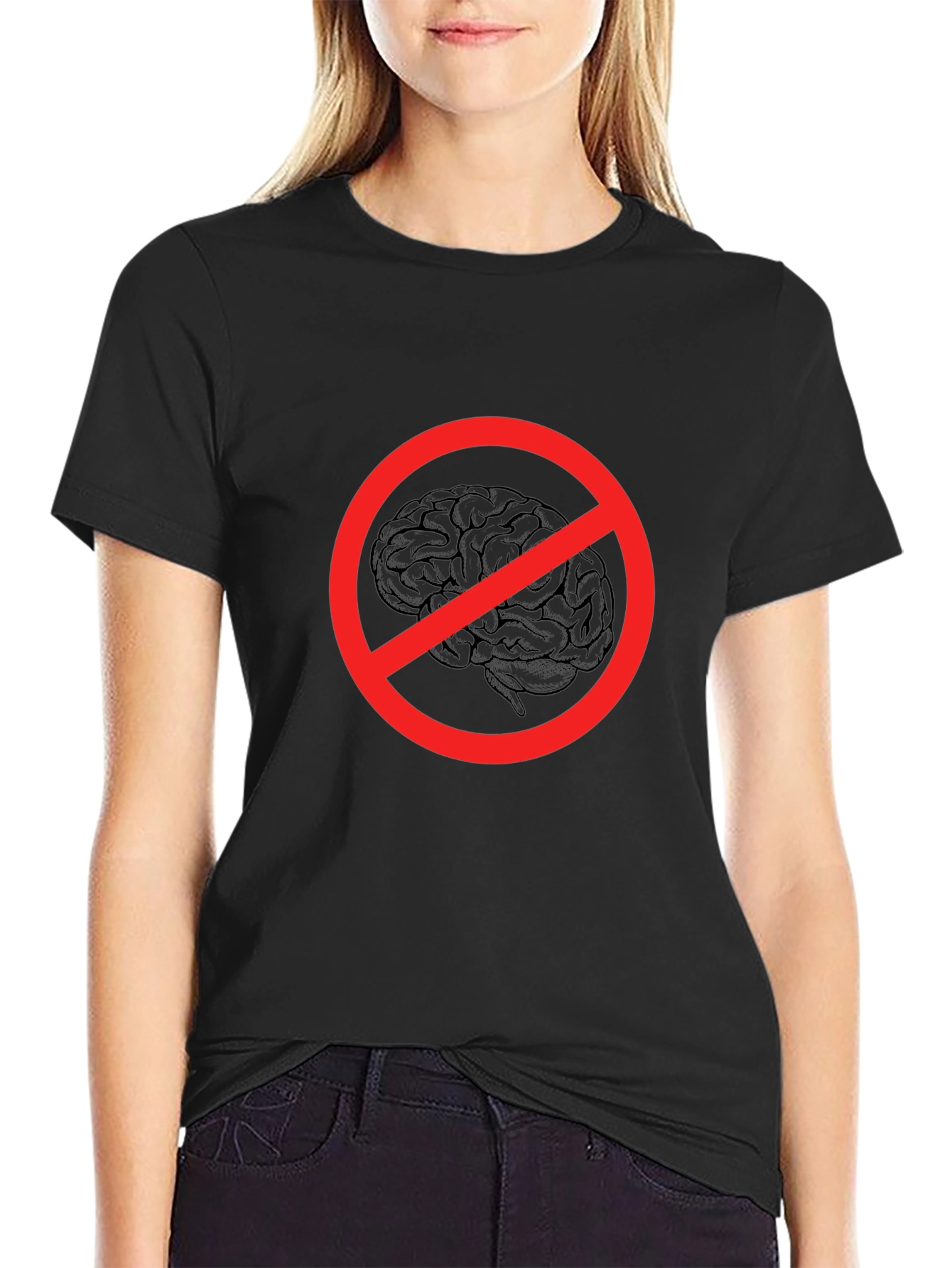 Black No Brainer Graphic Tee - Funny Novelty T-Shirt view 2