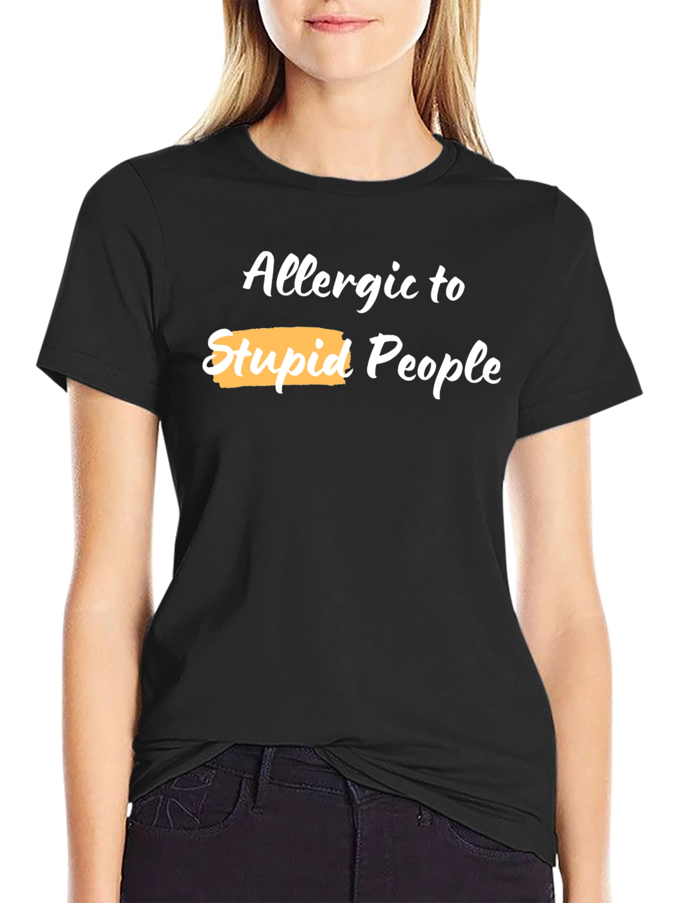 Black Allergic to Stupid People Graphic Tee view 2