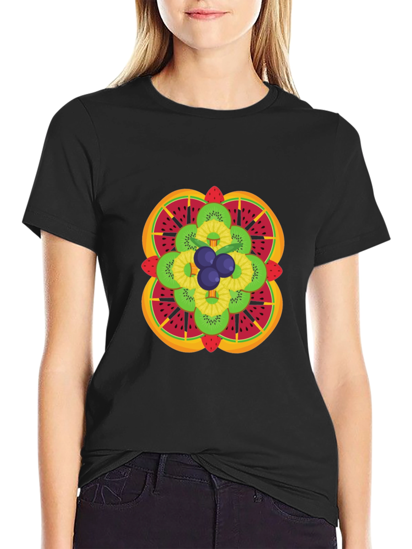 Black Fruit Mandala Graphic Tee - Stylish & Unique Design view 2
