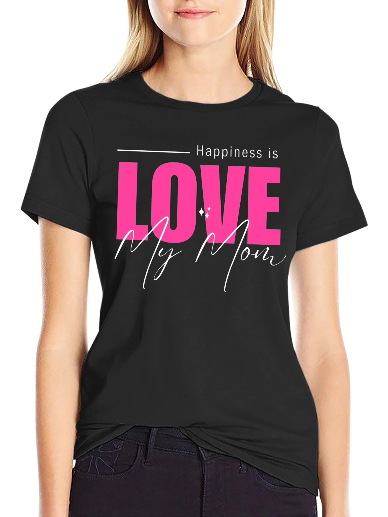 Black Happiness is Love My Mom Black T-Shirt view 2