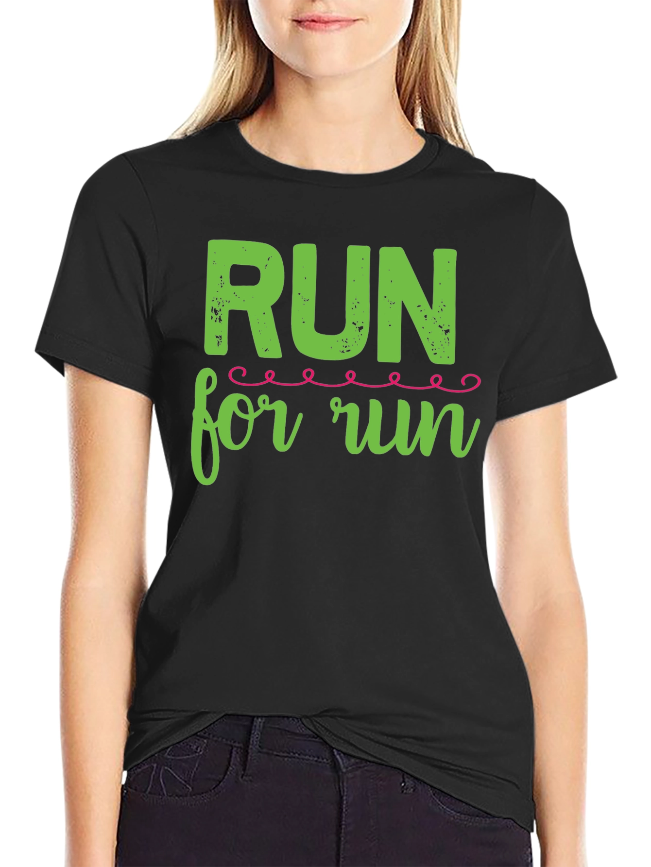 Black Run for Run Graphic Tee - Black Cotton Shirt view 2
