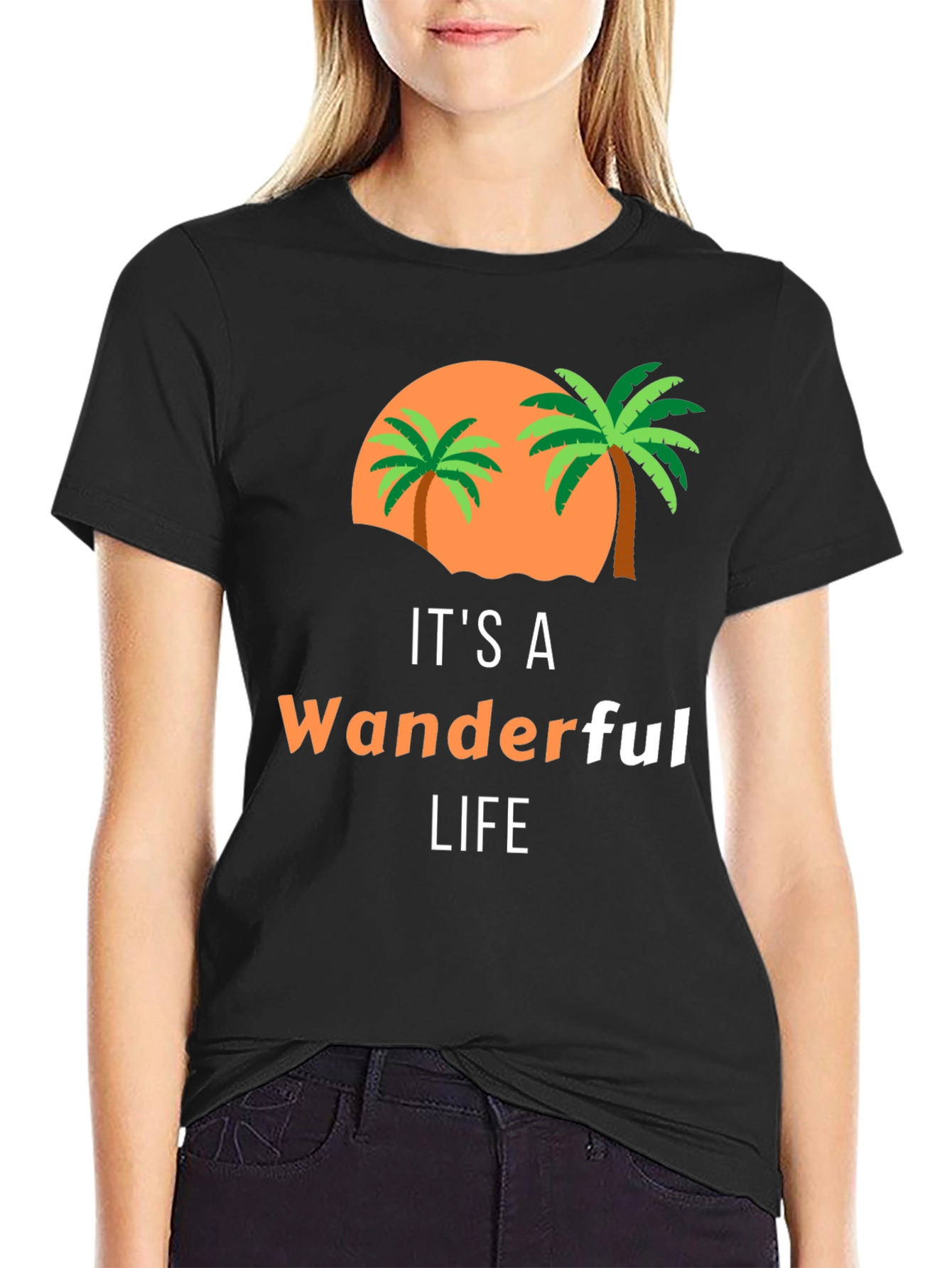Black Wanderful Life Palm Tree Graphic Tee view 2