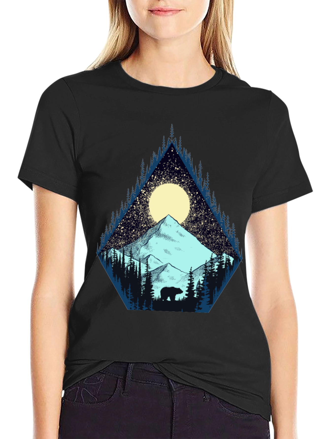 Black Mountain Bear Graphic Tee - Nature Adventure Shirt view 2