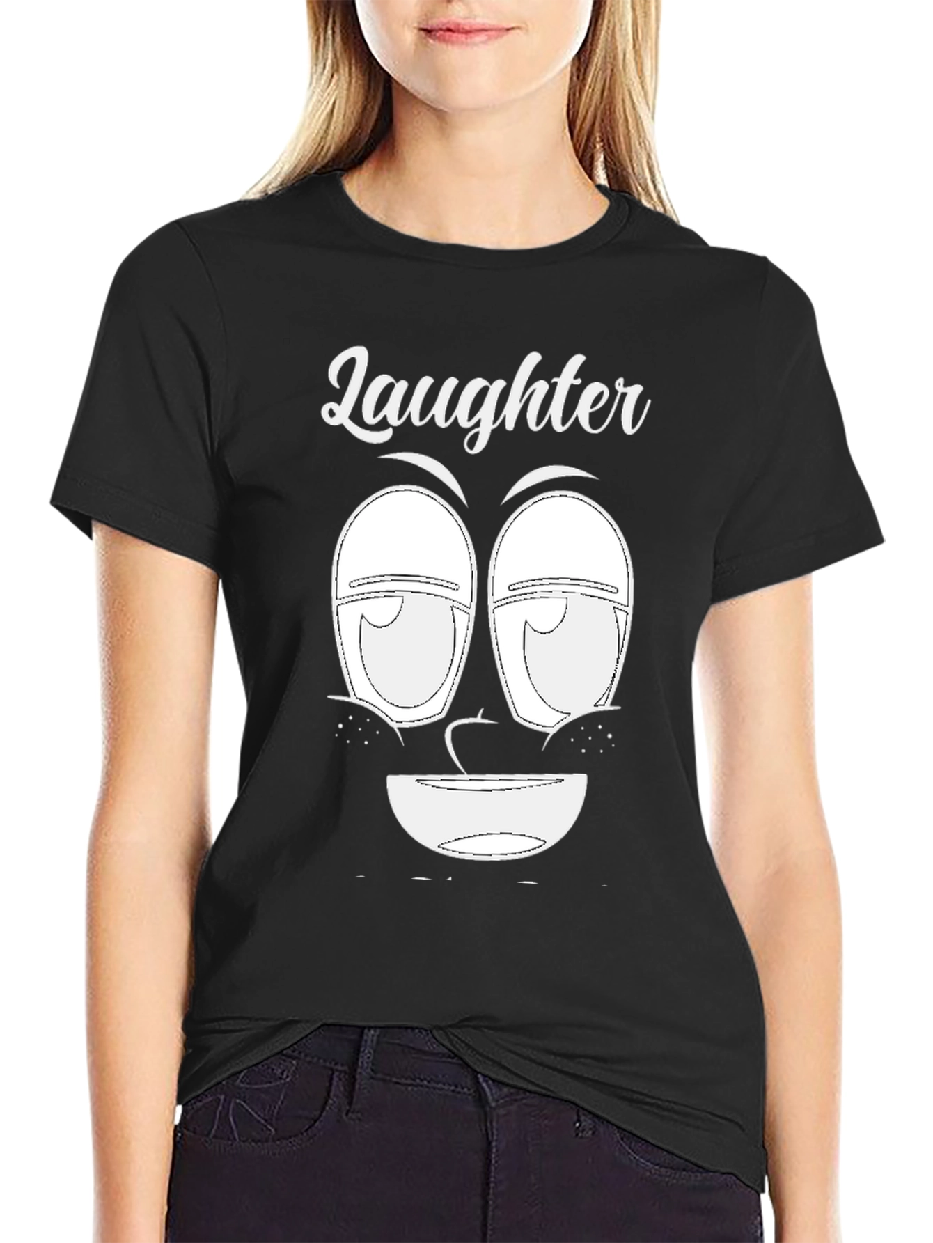 Black Laughter Face Graphic Tee - Unique Design, Soft Cotton view 2