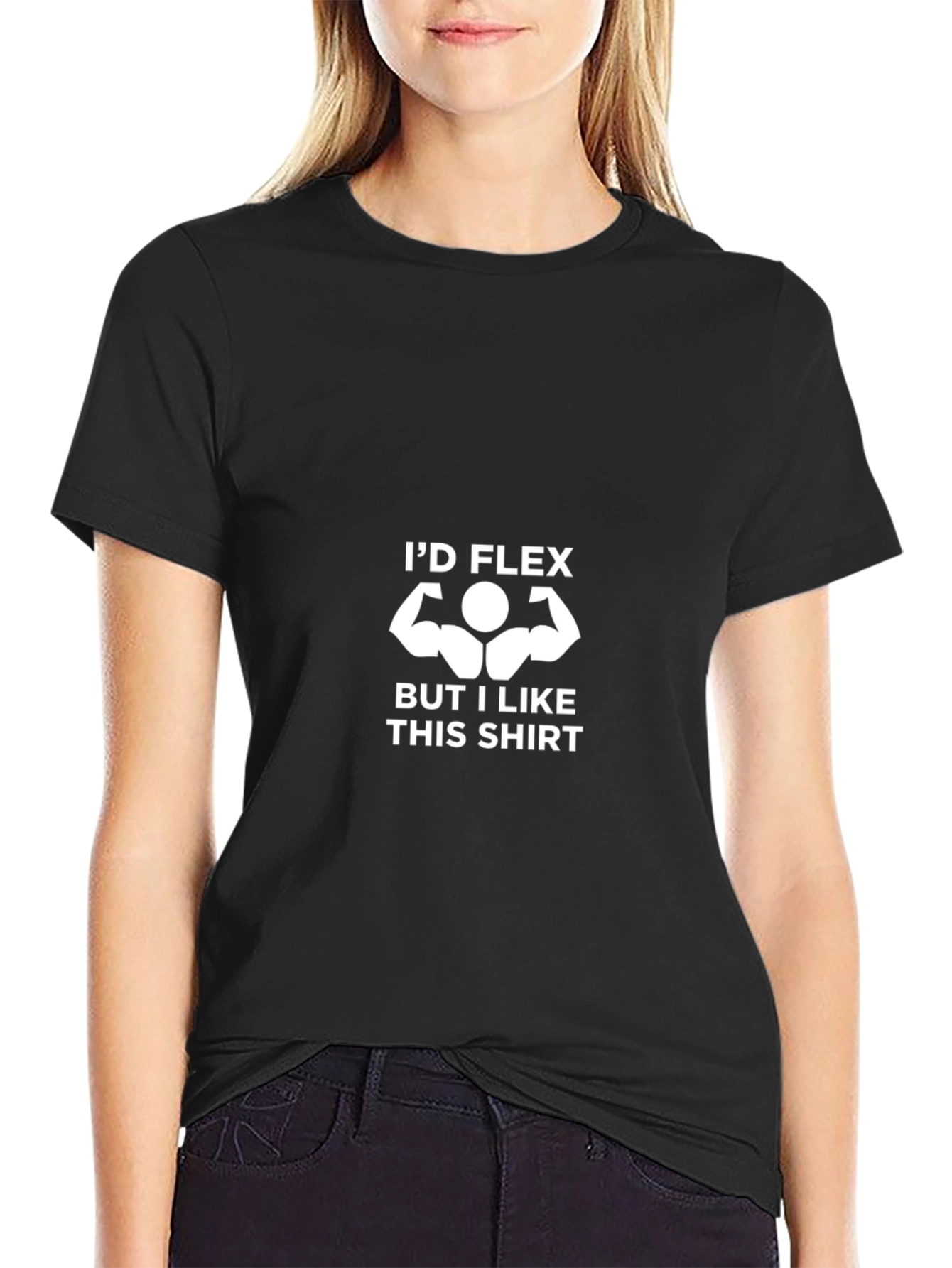 Black I'd Flex But I Like This Shirt Men's Graphic Tee view 2