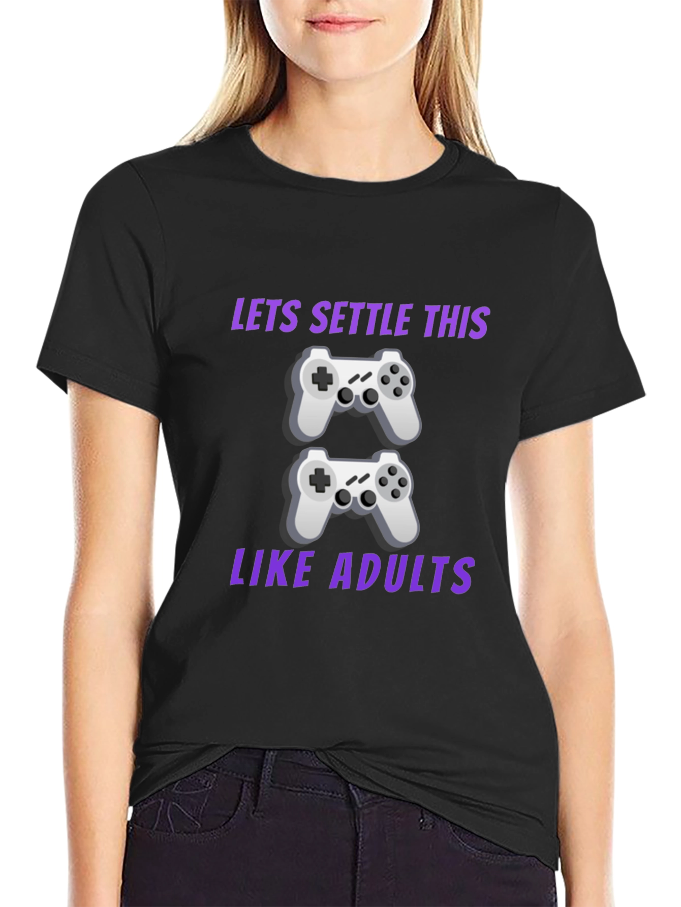 Black Gamer T-Shirt: Let's Settle This Like Adults view 2