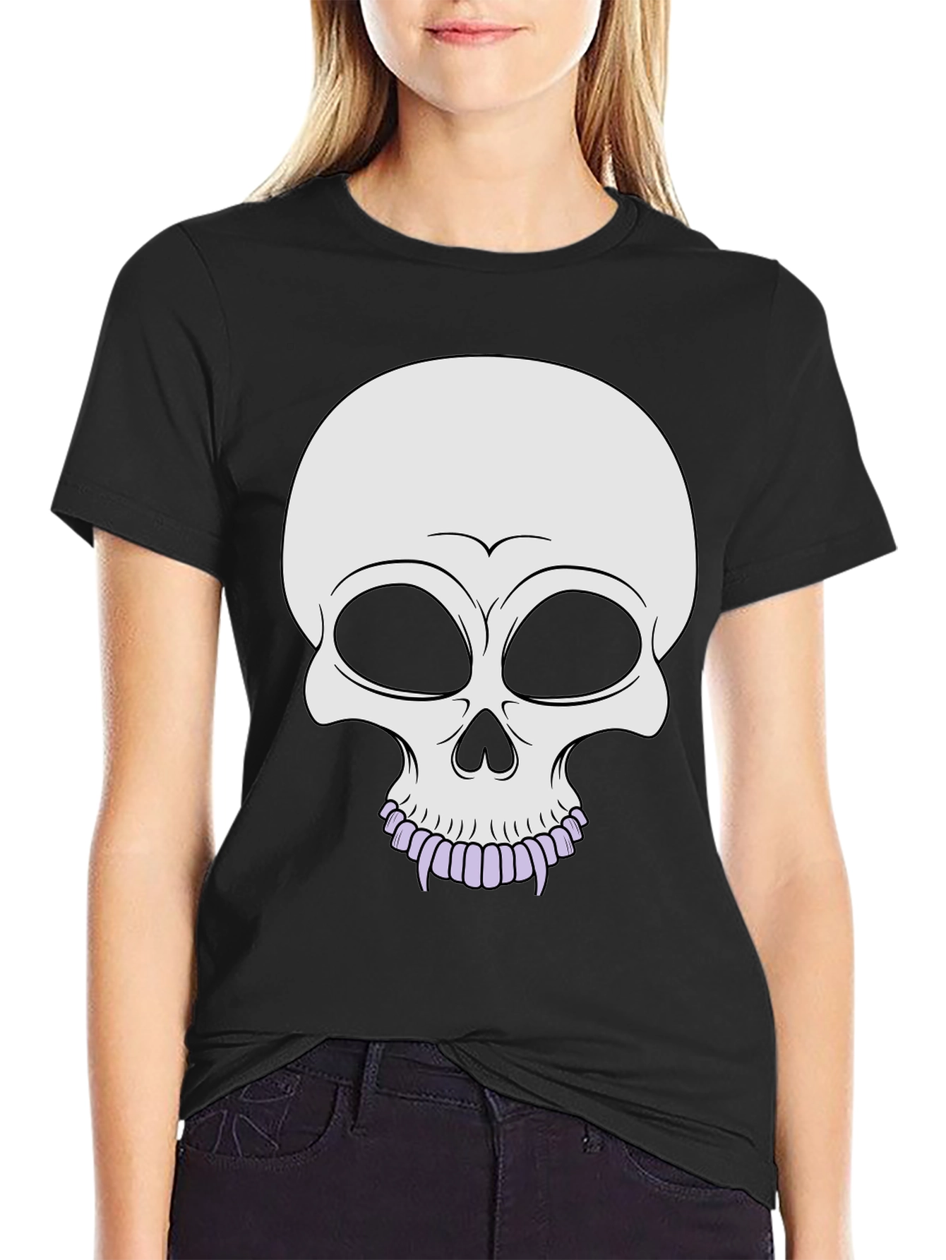 Black Skull Graphic Tee - Stylish Halloween Apparel view 2