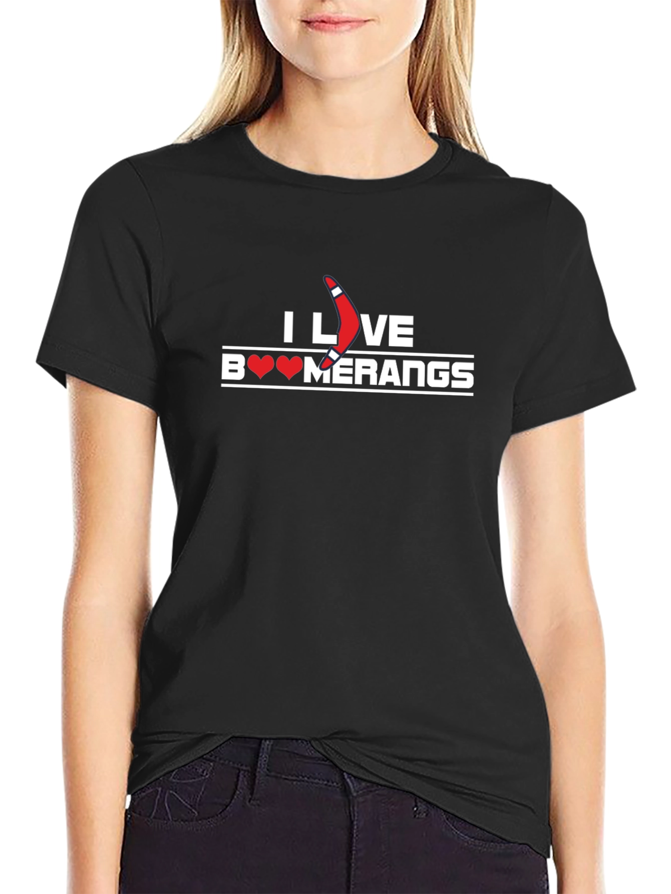 Black I Love Boomerangs Black Graphic Tee view 2