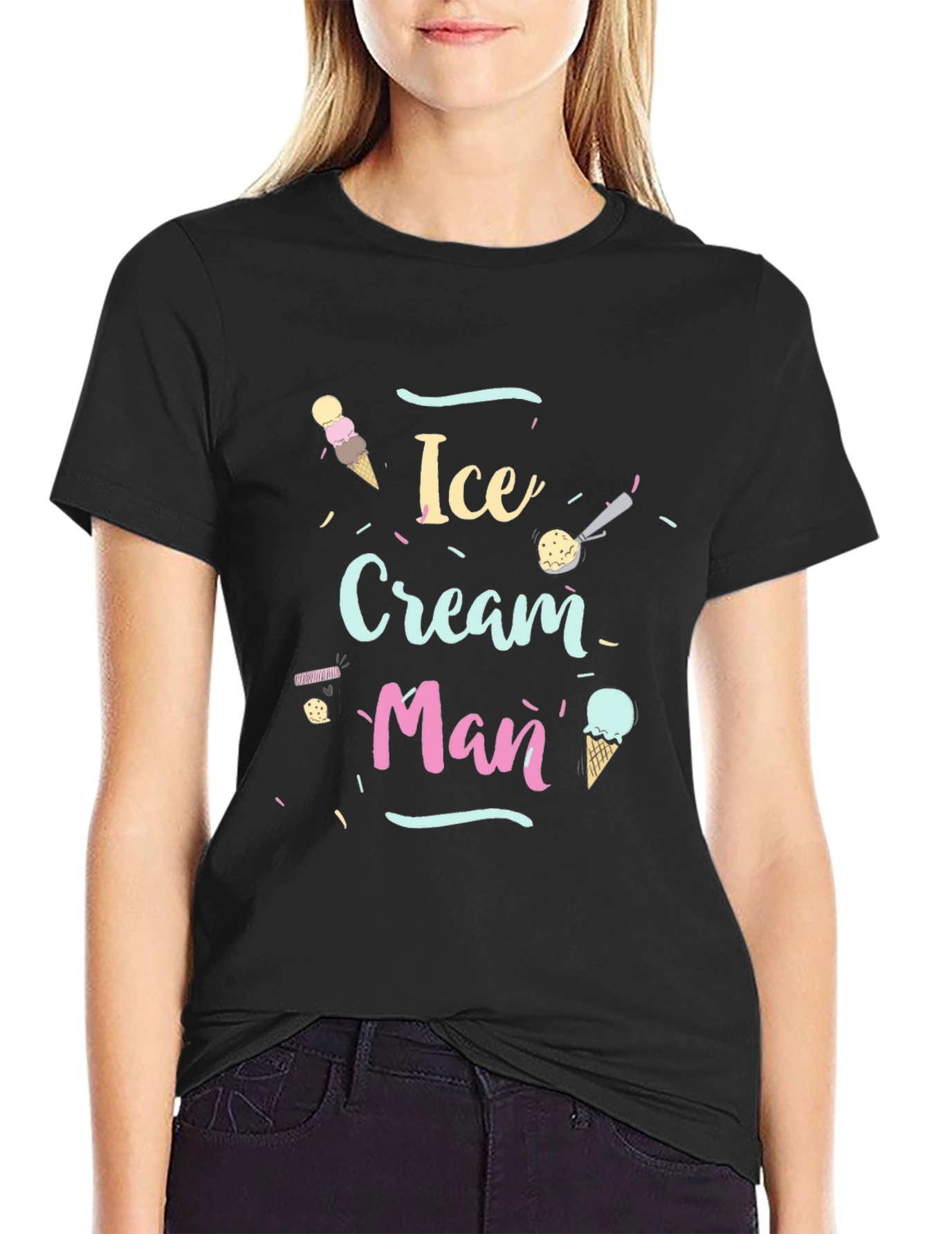 Black Ice Cream Man Graphic Tee - Quirky & Fun T-Shirt view 2