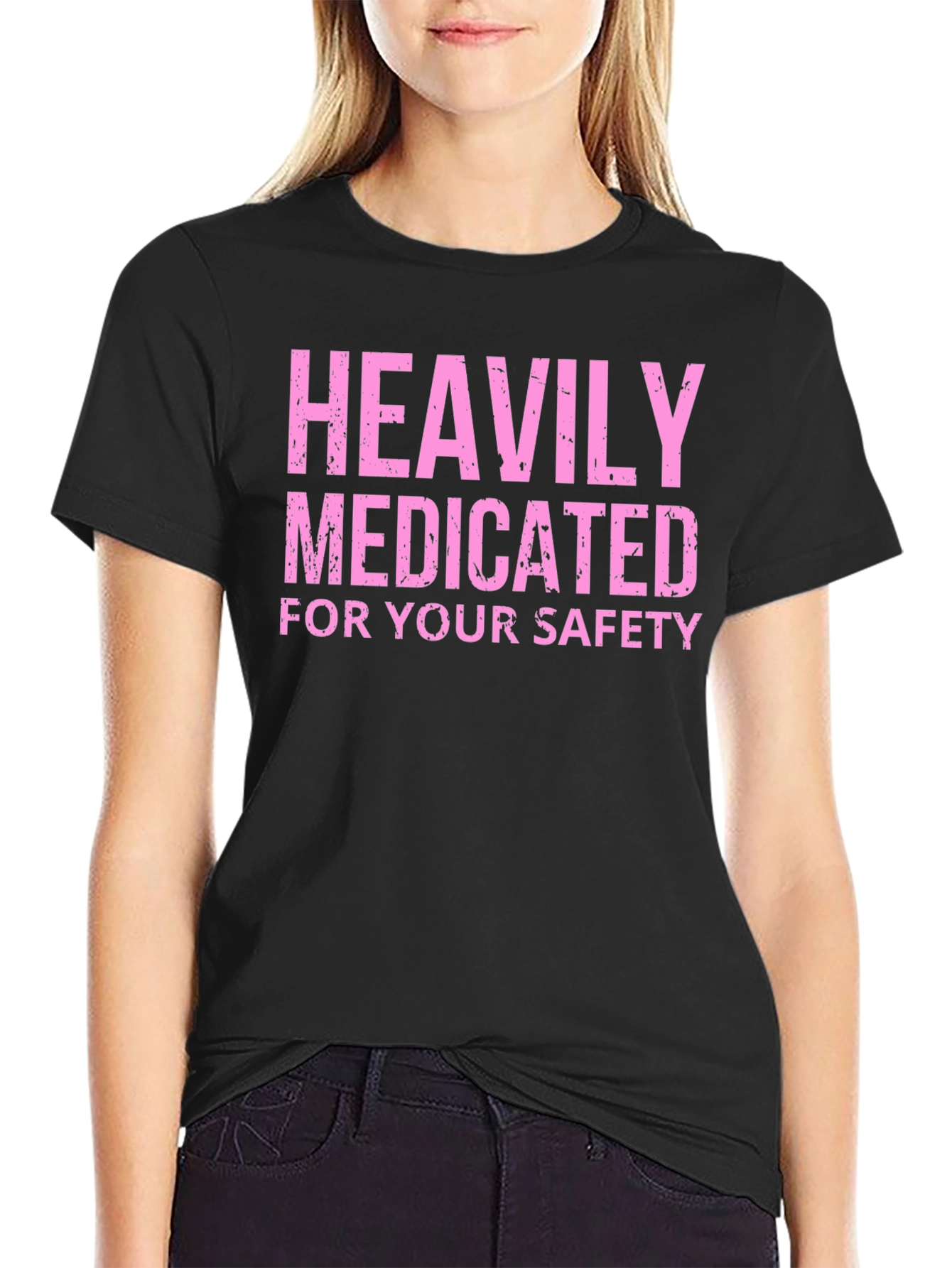 Black Heavily Medicated Funny Graphic Tee view 2
