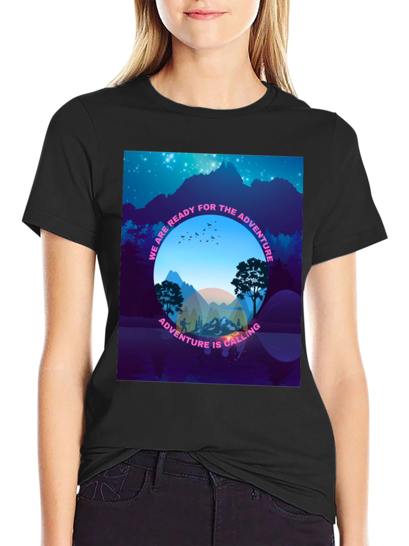 Black Adventure Calling T-Shirt - Ready for the Outdoors view 2