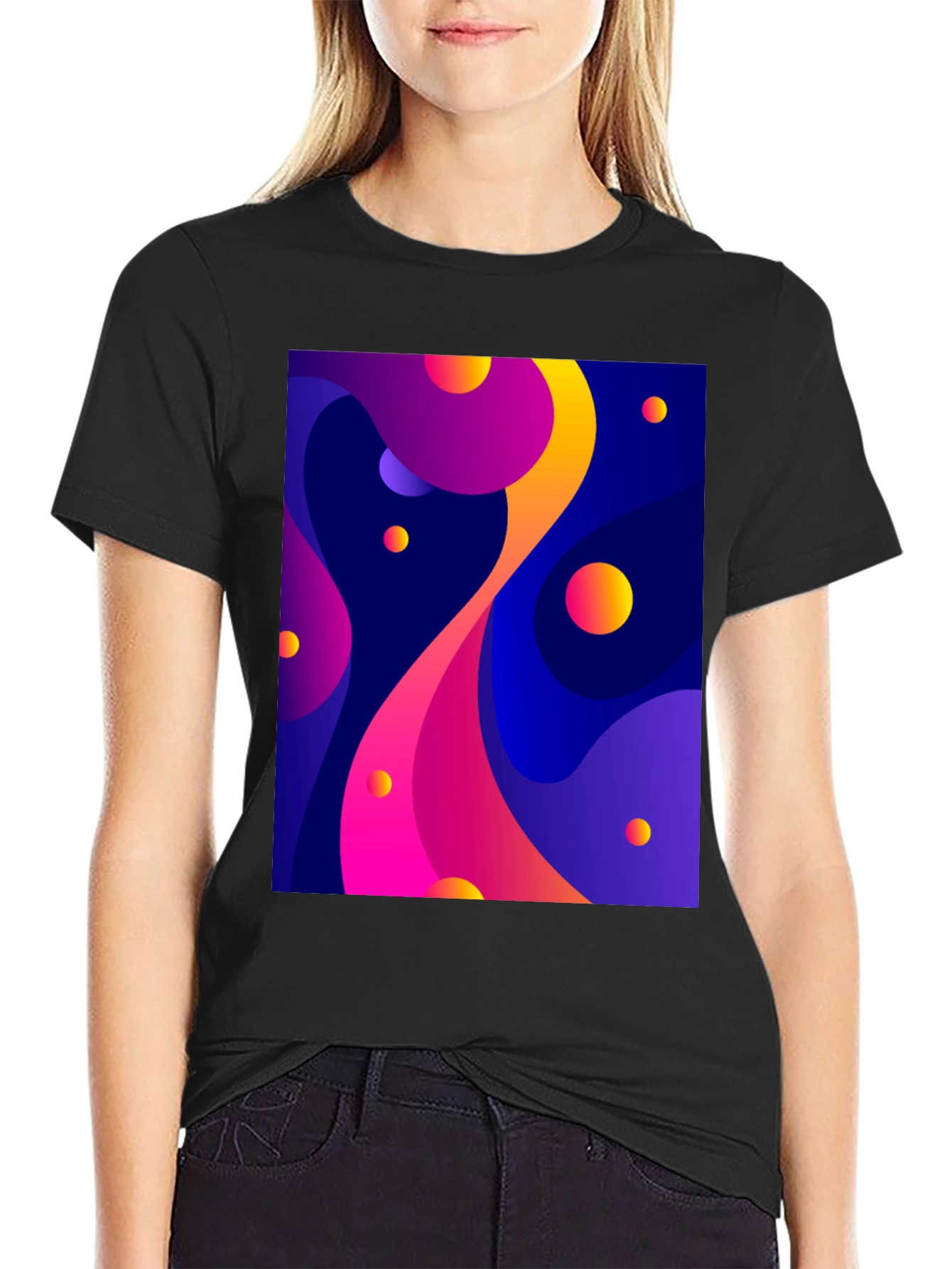 Black Abstract Art Black T-Shirt view 2