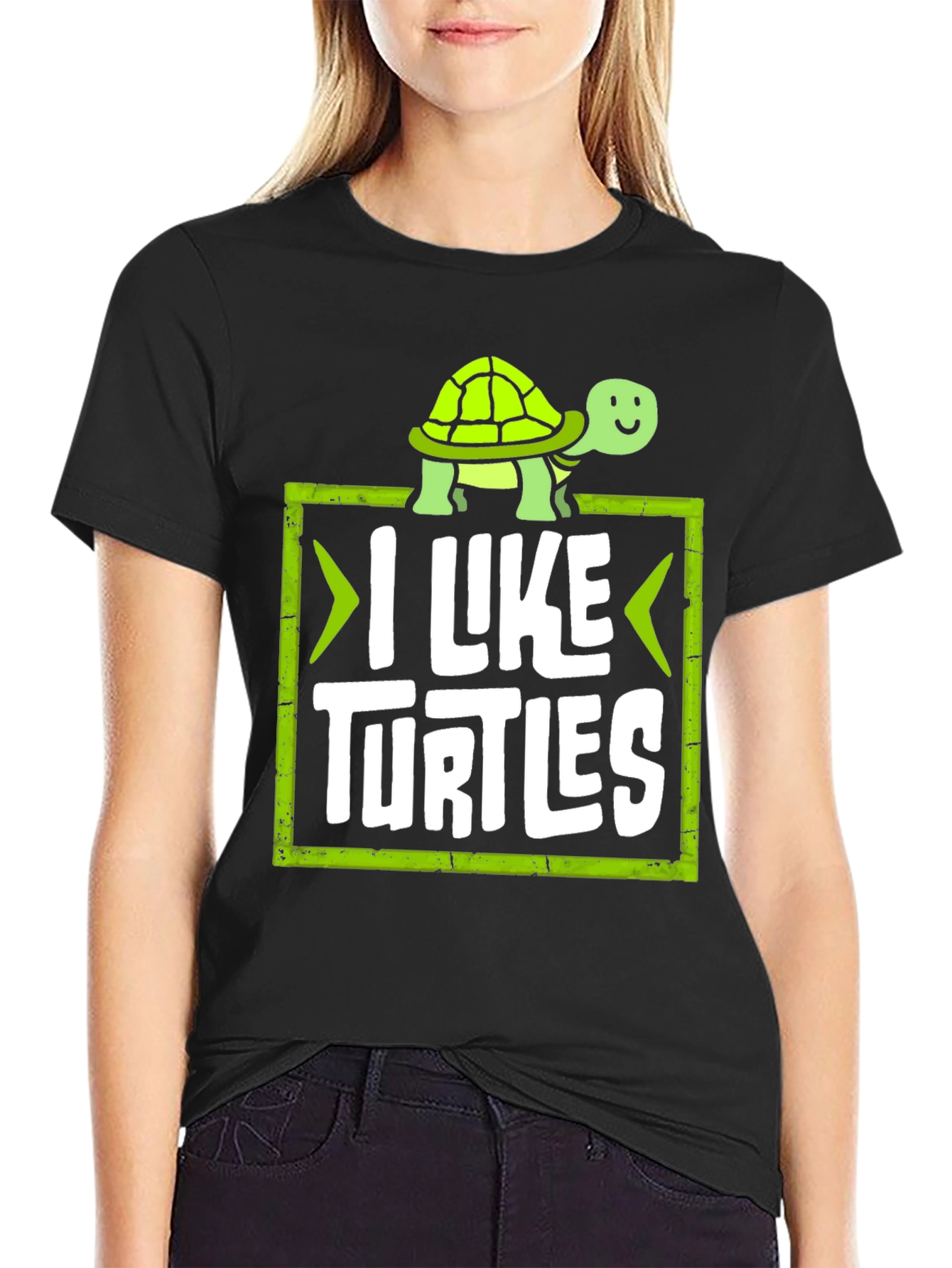 Black I Like Turtles Graphic Tee view 2
