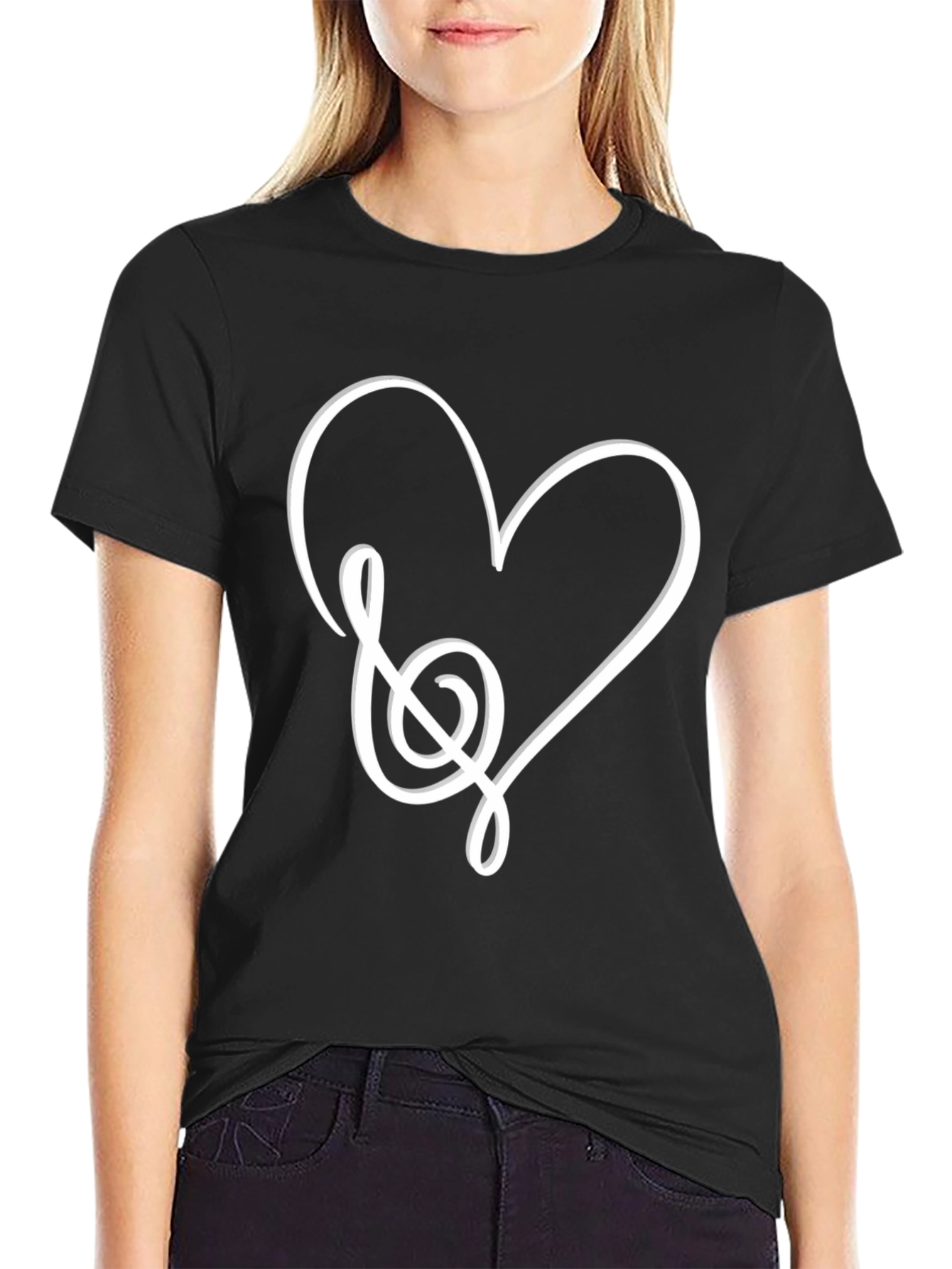 Black Musical Heart Graphic Tee - Black view 2