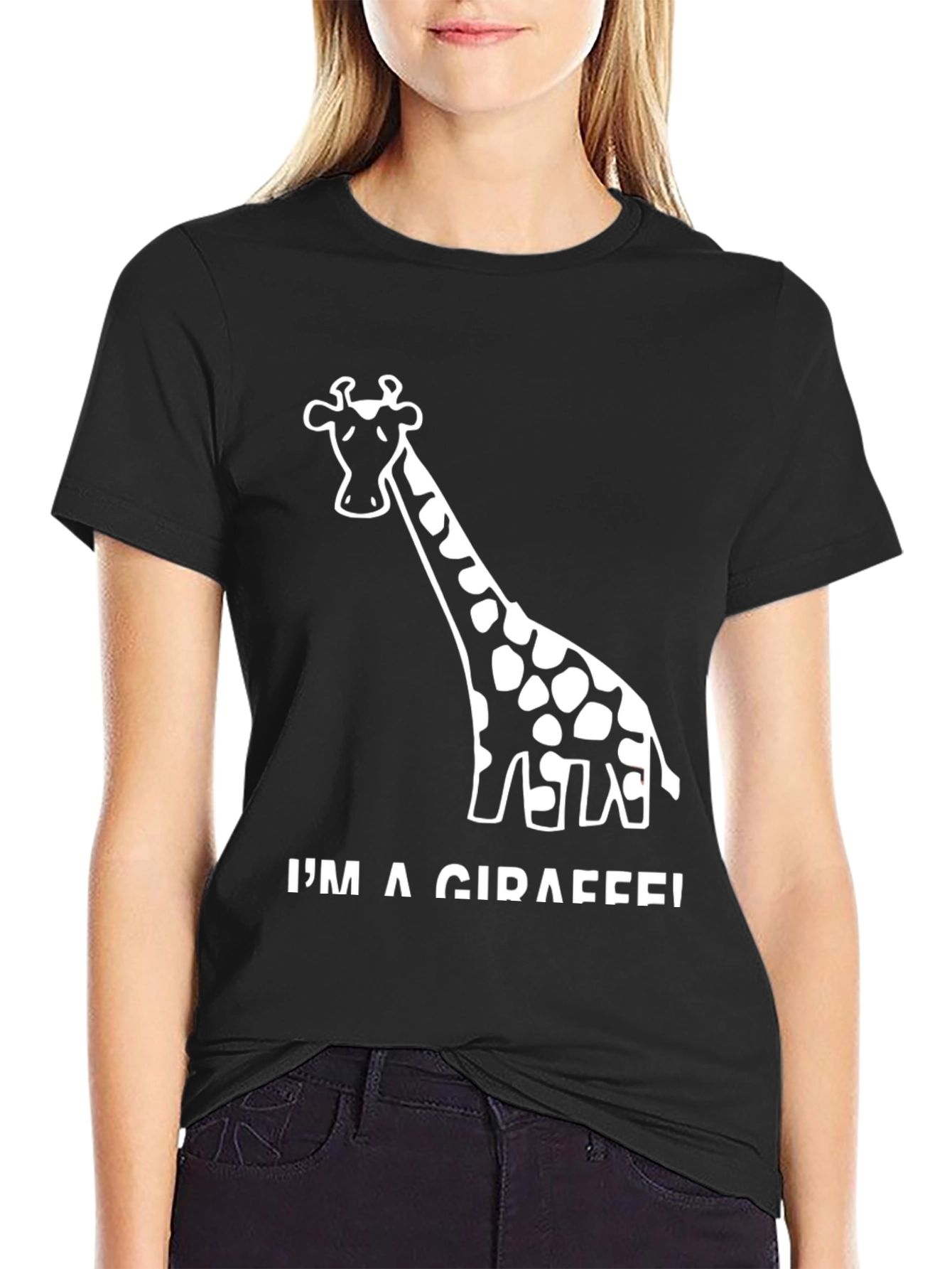 Black I'm A Giraffe! Black Graphic Tee view 2