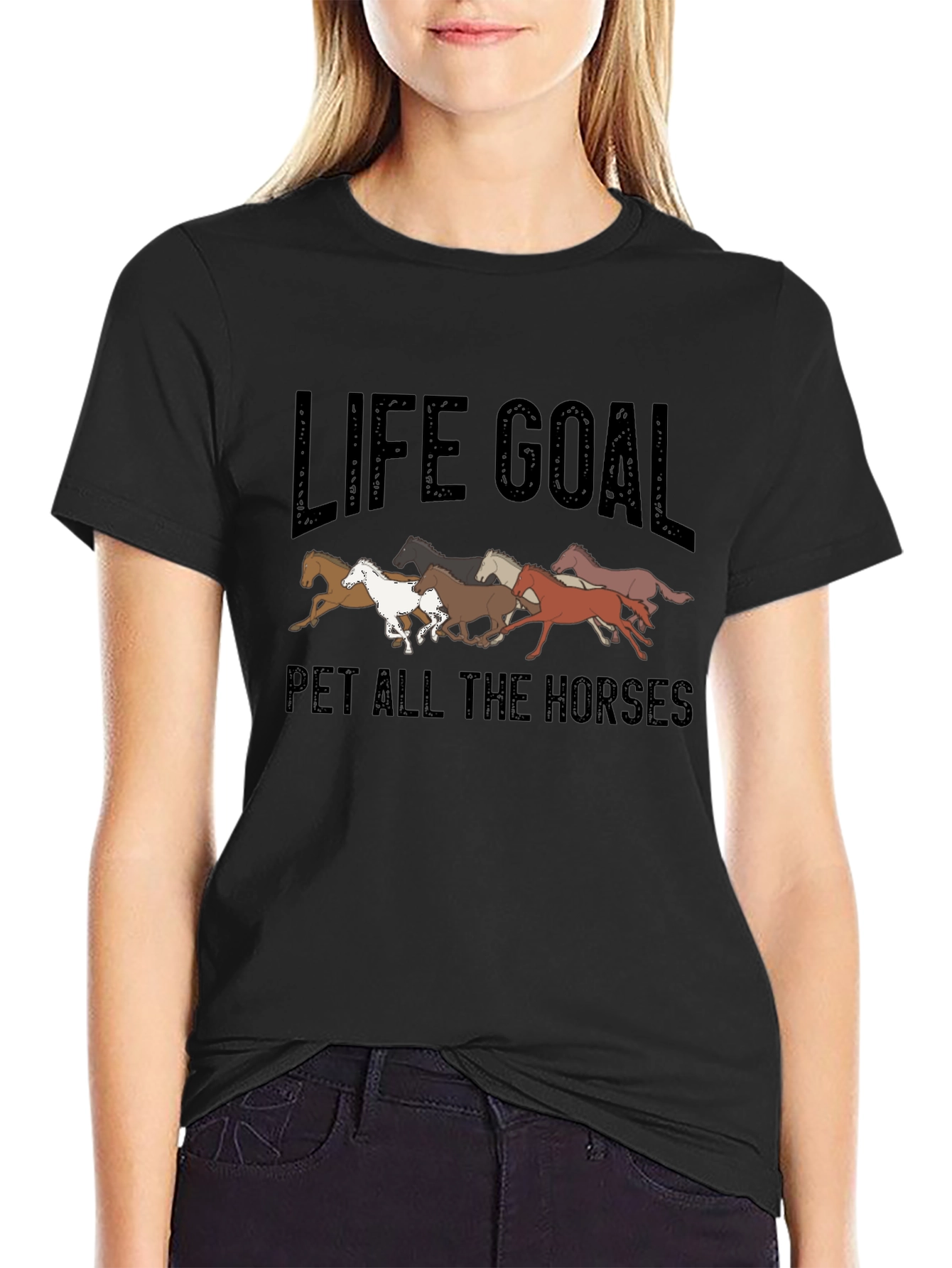 Black Life Goal Pet All The Horses Graphic T-Shirt view 2