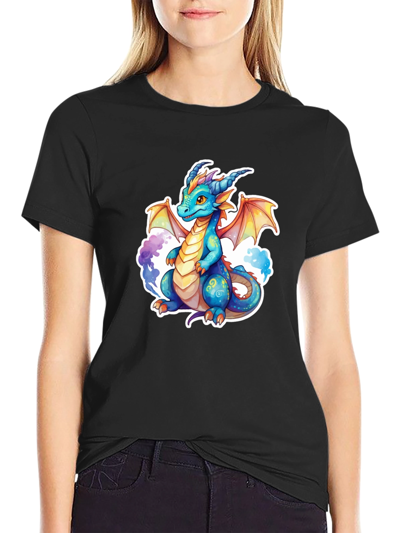 Black Dragon Graphic Tee - Fantasy Art Shirt view 2