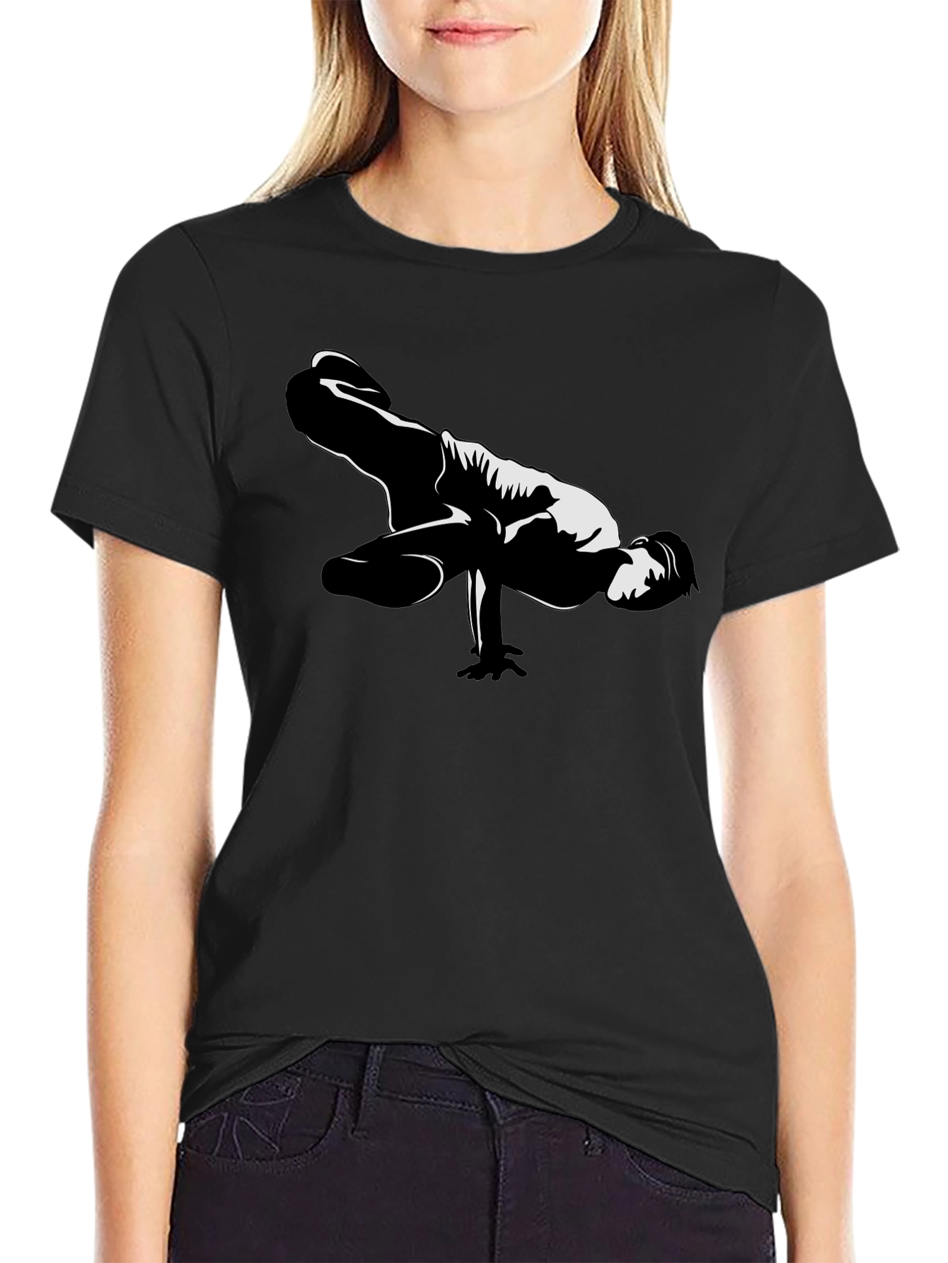 Black Cool Breakdance Pose Graphic T-Shirt - Black view 2