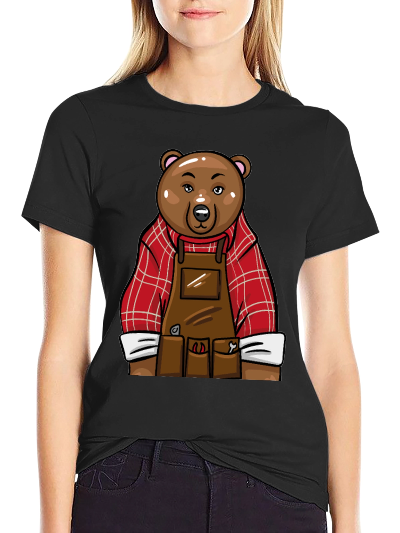 Black Lumberjack Bear Graphic T-Shirt - Black view 2