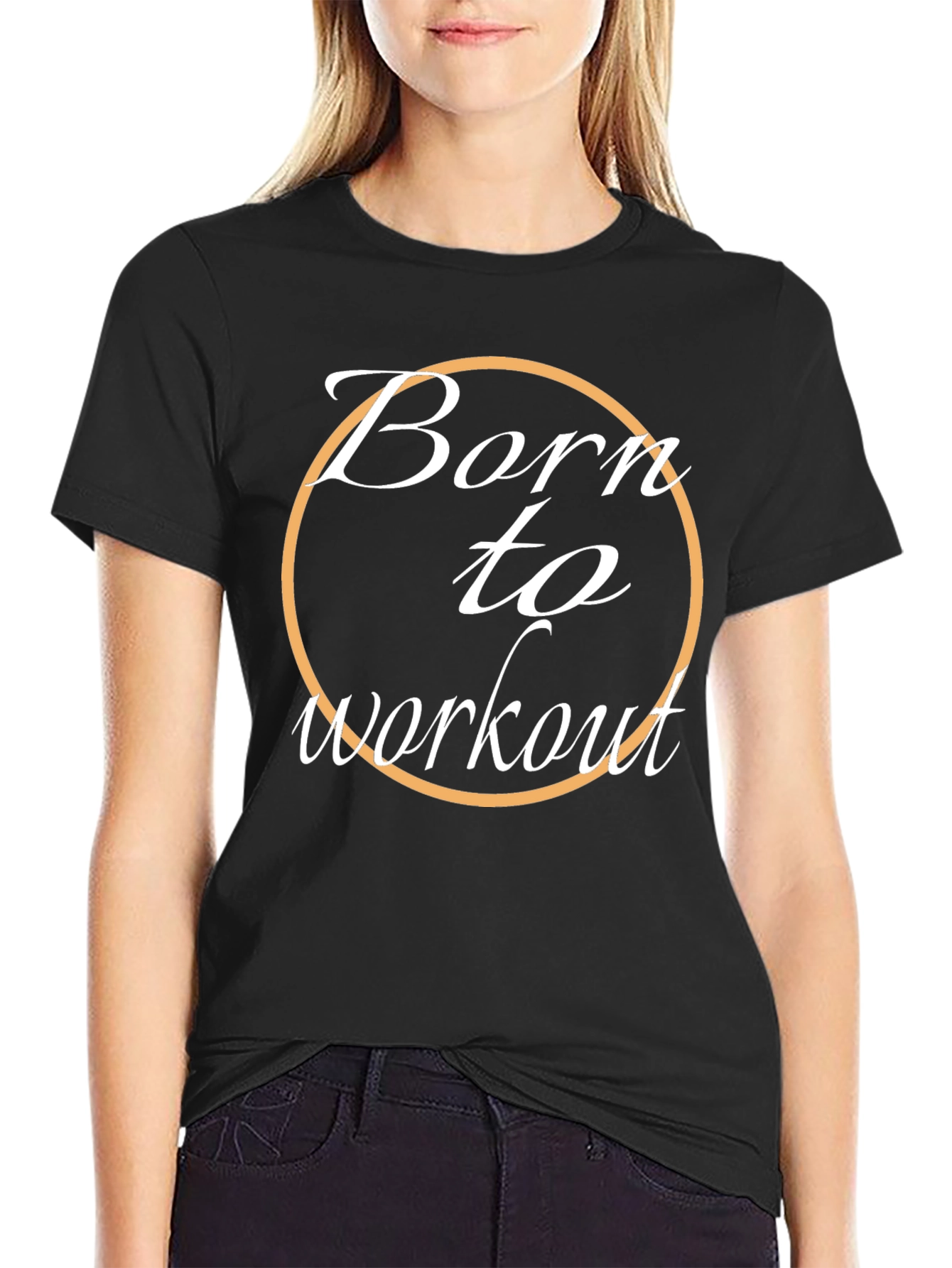 Black Born To Workout Black Graphic Tee view 2