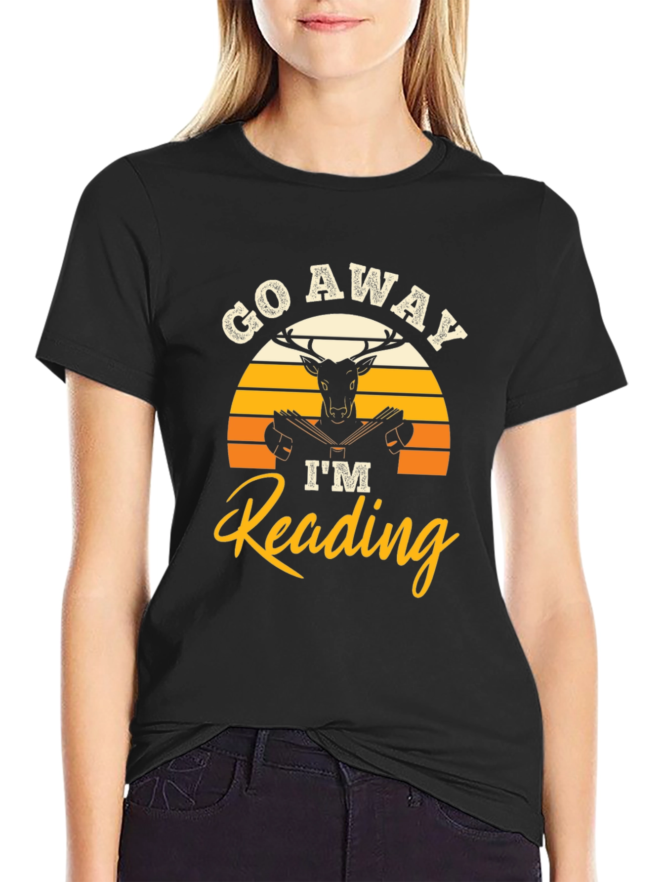 Black Go Away I'm Reading T-Shirt view 2