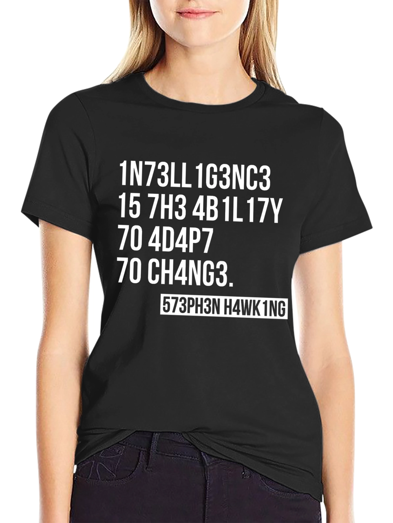 Black Intelligent Stephen Hawking T-Shirt view 2